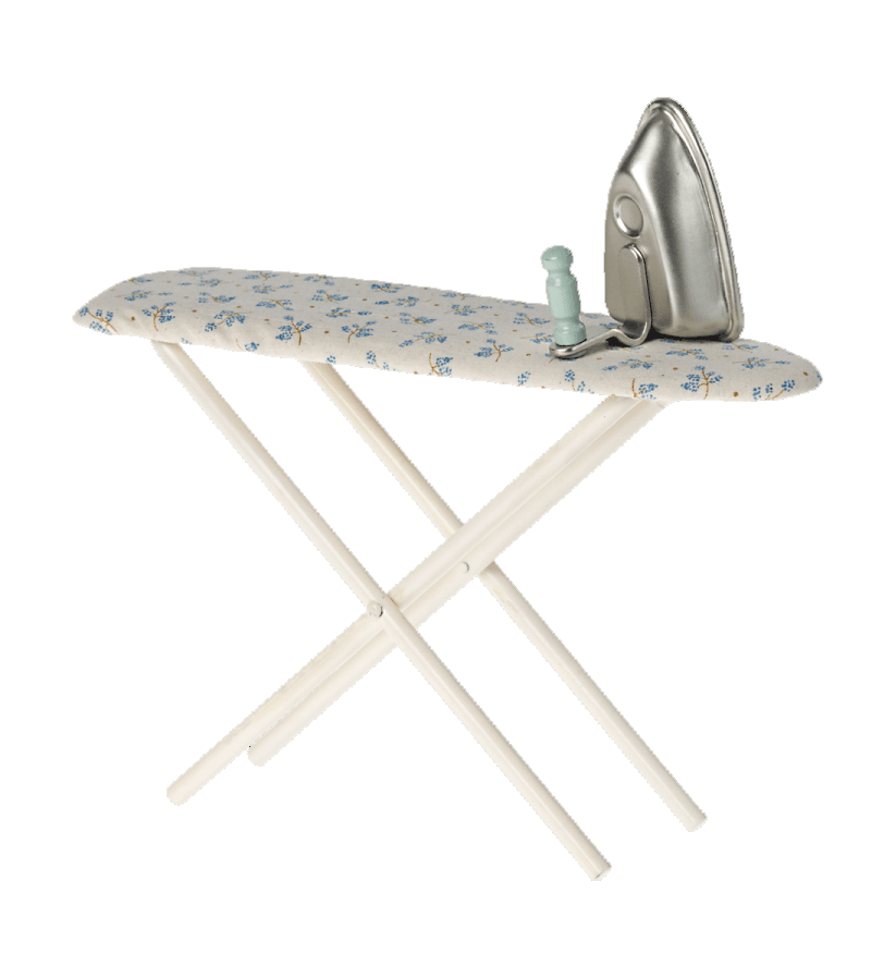 Premium Iron and Ironing Board Set by Maileg - Heavy Duty Steam Iron with Adjustable Temperature & Foldable Ironing Board for Home, Laundry, and Professional Use - Perfect for Wrinkle-Free Clothes, Bedding, and Fabric Care