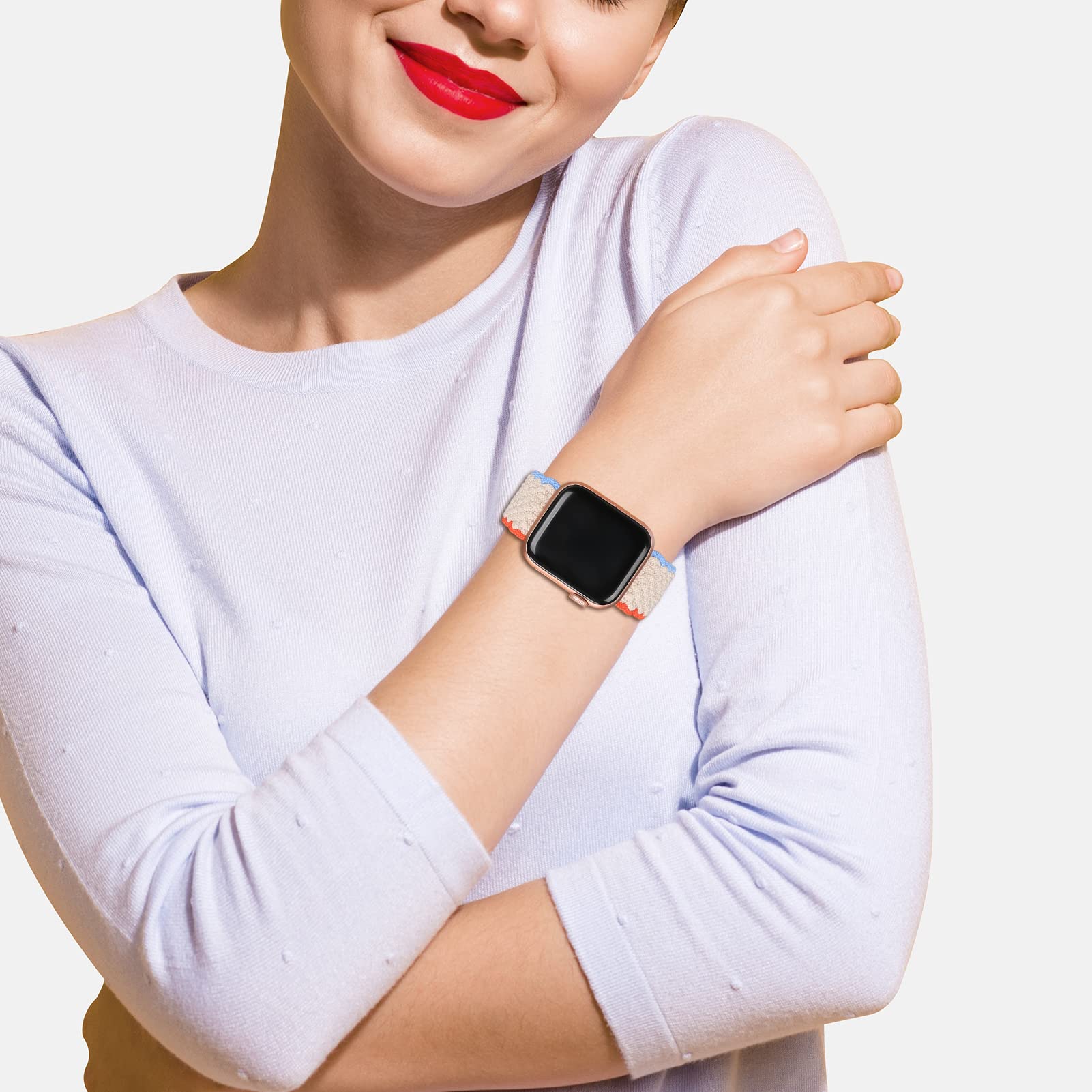 Stretchy Braided Solo Loop Apple Watch Band - Adjustable Nylon Elastic Sport Strap for iWatch Series 10/9/8/7/6/SE/5/4/3/2/1/Ultra - Compatible with 49mm 46mm 45mm 44mm 42mm 41mm 40mm 38mm - Unisex Design for Men & Women - Perfect for Running, Workouts & Everyday Wear