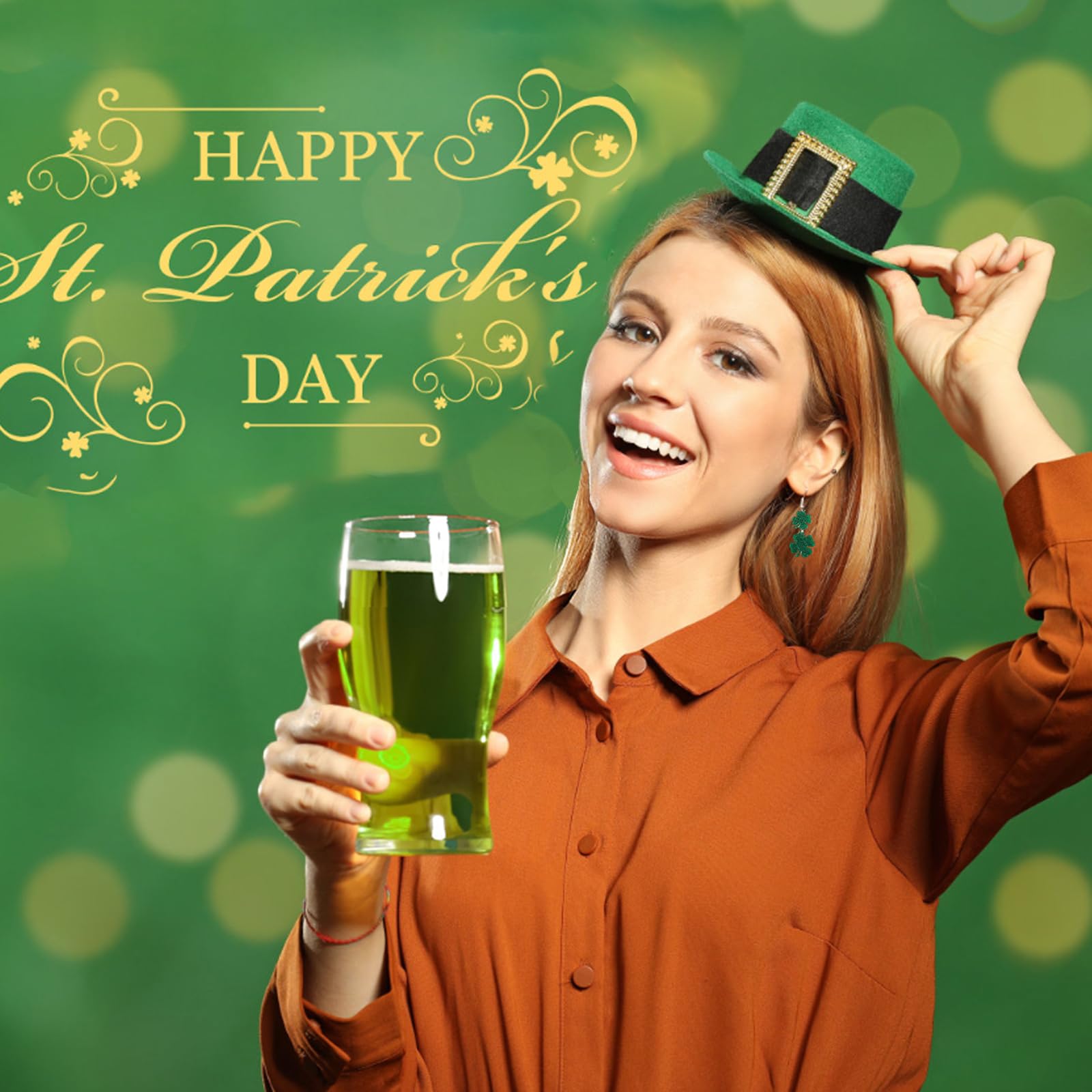 St. Patrick's Day Earrings for Women - Lucky Clover Shamrock Drop Dangle Stud Earrings - Perfect for Irish Themed Parties, Festivals & St. Paddy's Day Celebrations