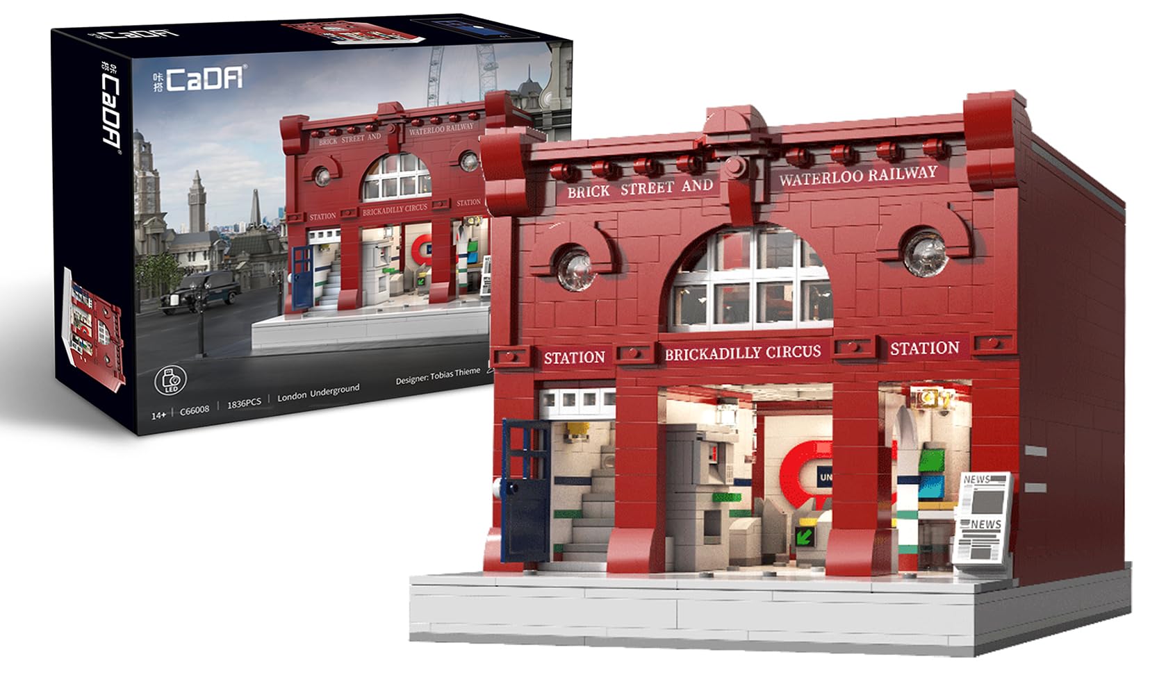 dOMOb London Underground Station Architecture Building Kit – 1836-Piece STEM Brick Toy Set with LED Lights for Kids Ages 8+ & Adults – Creative Building Blocks for Boys, Hobbyists & Collectors – Perfect for Home Decoration, Educational Play & Model Display
