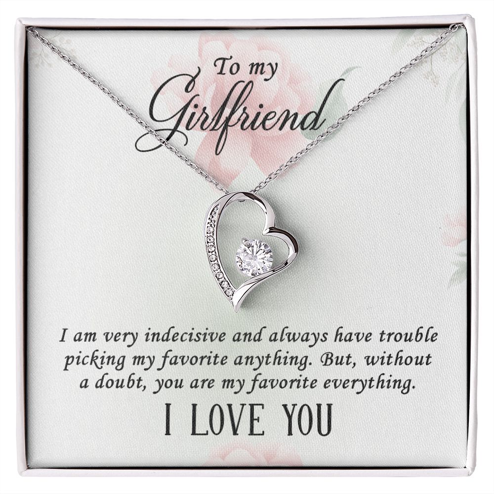 Forever Love Necklace for Girlfriend - Cubic Zirconia Pendant in White or Yellow Gold Finish | Romantic Anniversary Gift, Valentine's Day Present, Birthday Jewelry for Her