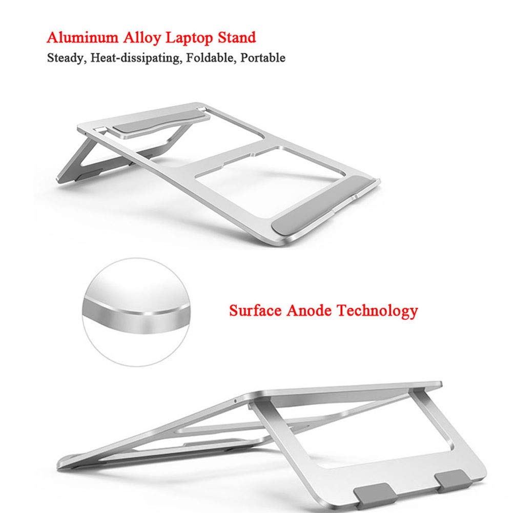 Portable Aluminum Laptop Stand - Foldable & Adjustable Computer Holder for MacBook Pro/Air, iPad, Notebook - Perfect for Home Office, Travel & Workspace Ergonomics