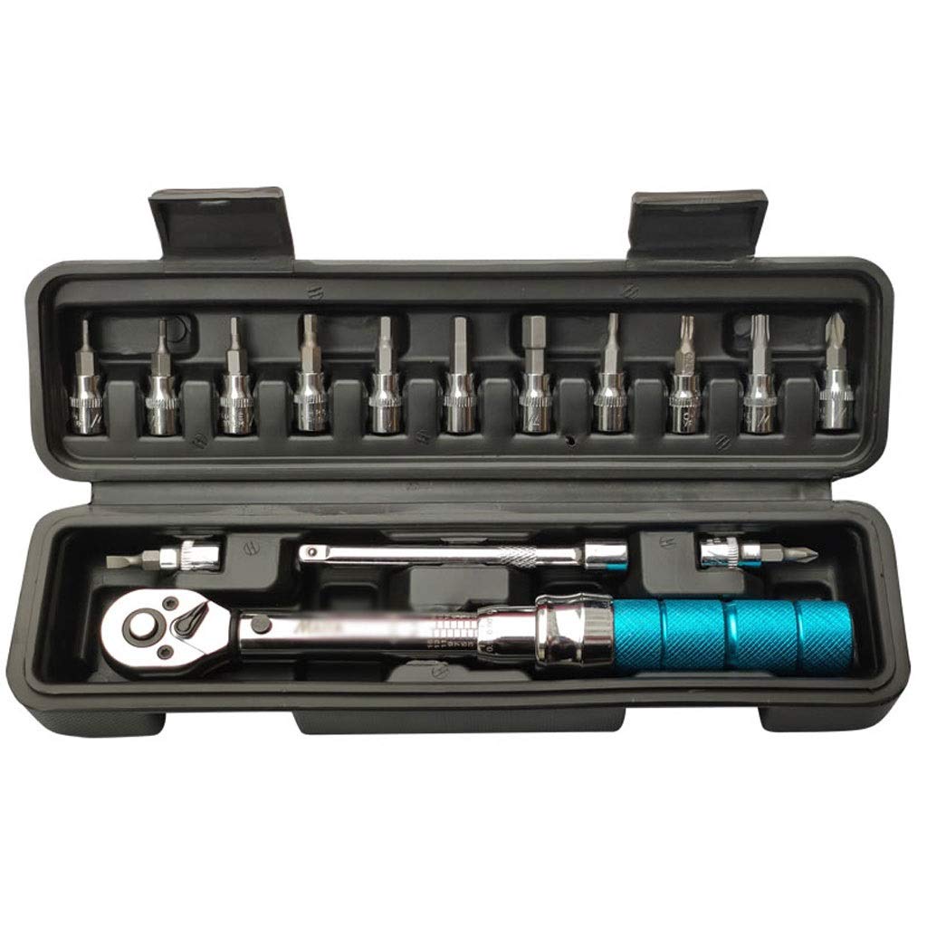 15pcs Bicycle Repair Tool Kit - Mini Adjustable Ratchet Torque Wrench Set with Allen Keys | Durable Portable Universal Manual Spanner for Outdoor Cycling & Bike Maintenance | Perfect for Road Bikes, Mountain Bikes & DIY Repairs