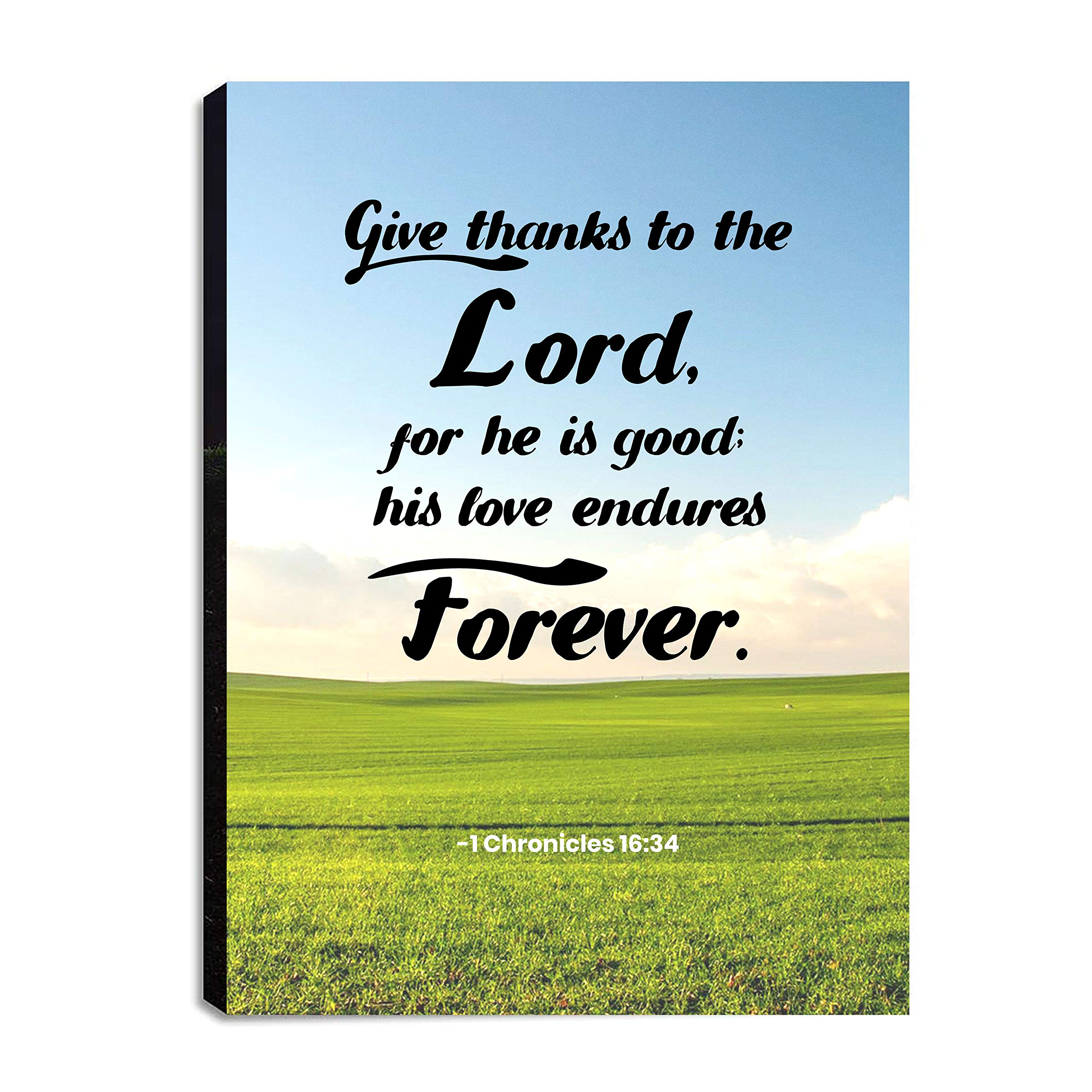 Give Thanks to The Lord | 24x36 Inch Christian Canvas Wall Art with Bible Verses & Prayers - Inspirational Home Decor for Kitchen, Living Room & Bedroom - Ready to Hang Canvas Print for Faithful Home & Church Decorations