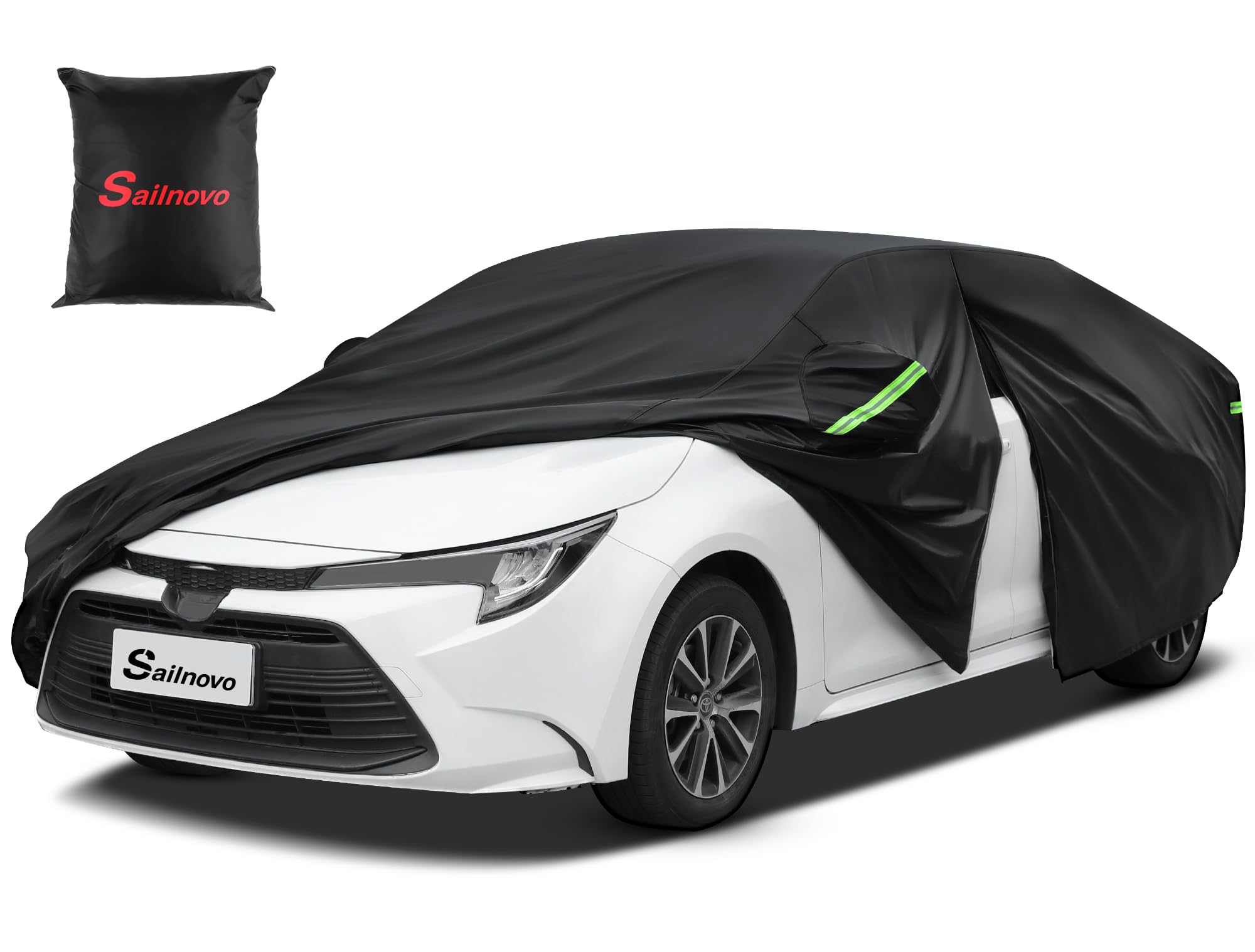 Sailnovo Waterproof All-Weather Car Cover - Heavy Duty 7-Layer Full Exterior Protection for Sedans | UV, Snow & Sun Shield with Zipper Design | Perfect for Outdoor Parking & Vehicle Storage