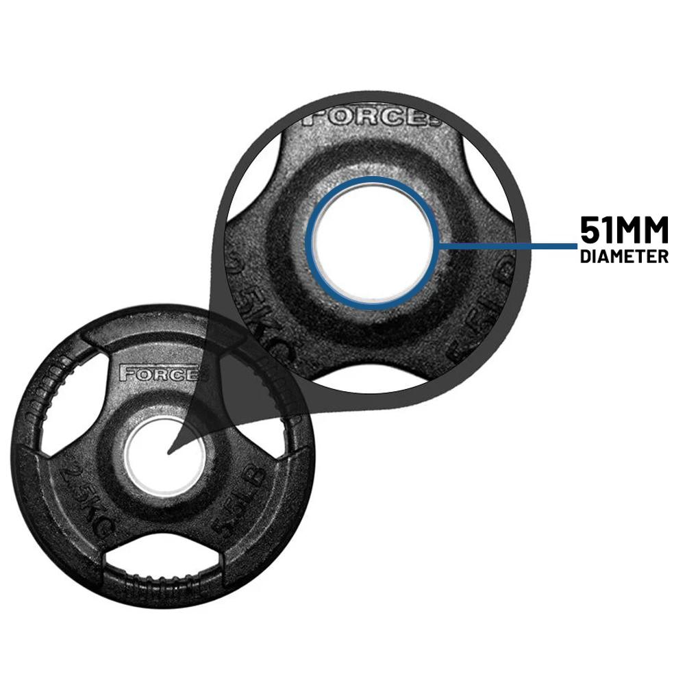Force USA 51mm Rubber Coated Olympic Weight Plates - Durable Gym Equipment for Weightlifting & CrossFit Training (Sold Individually) - Perfect for Home Gyms & Professional Fitness Centers