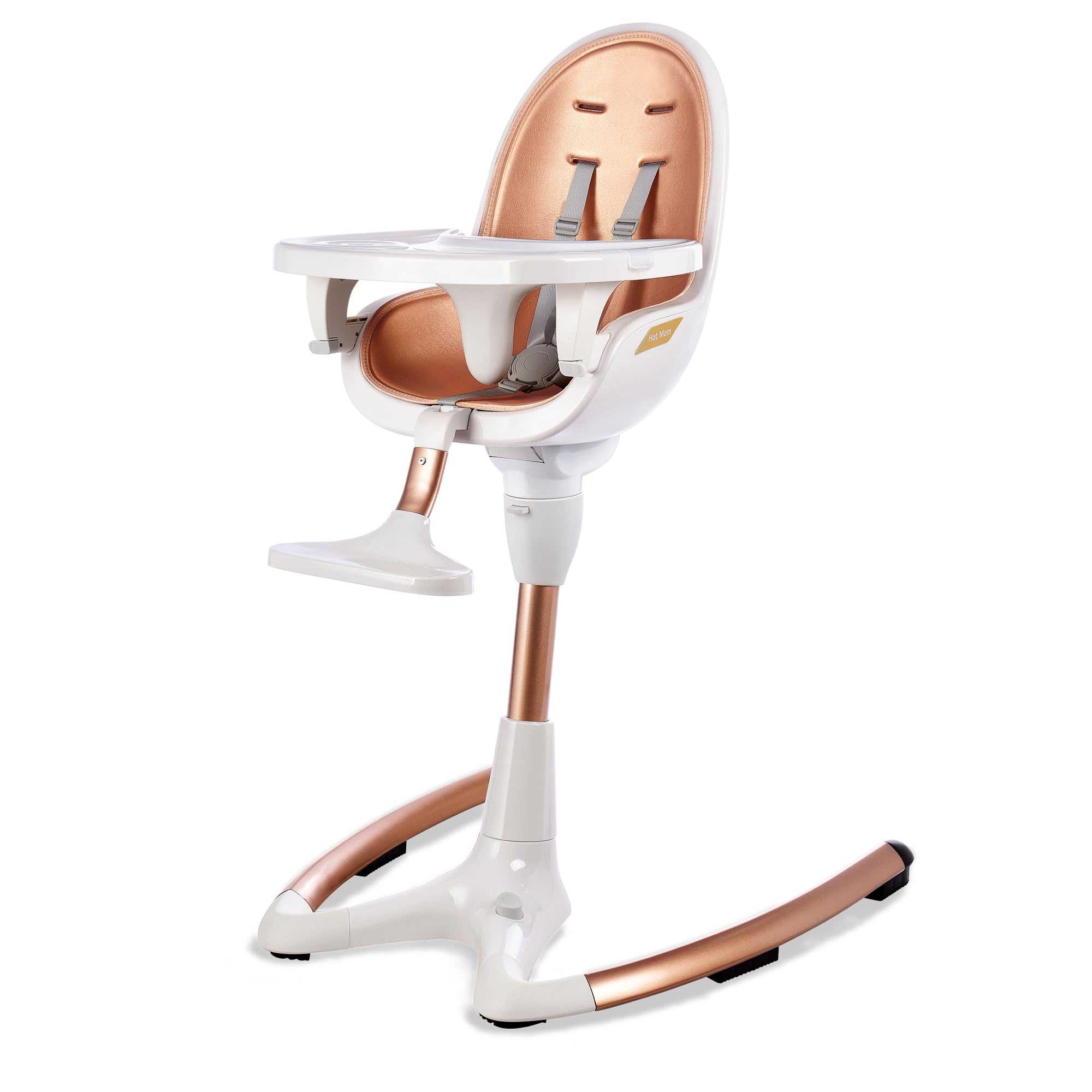 2024 Adjustable Baby High Chair with Removable Tray - Convertible Toddler to Adult Dining Chair with PU Leather Cushion, Foot Rest & Height/Angle Adjustment - Perfect for Family Meals, Baby Weaning & Playtime (White)
