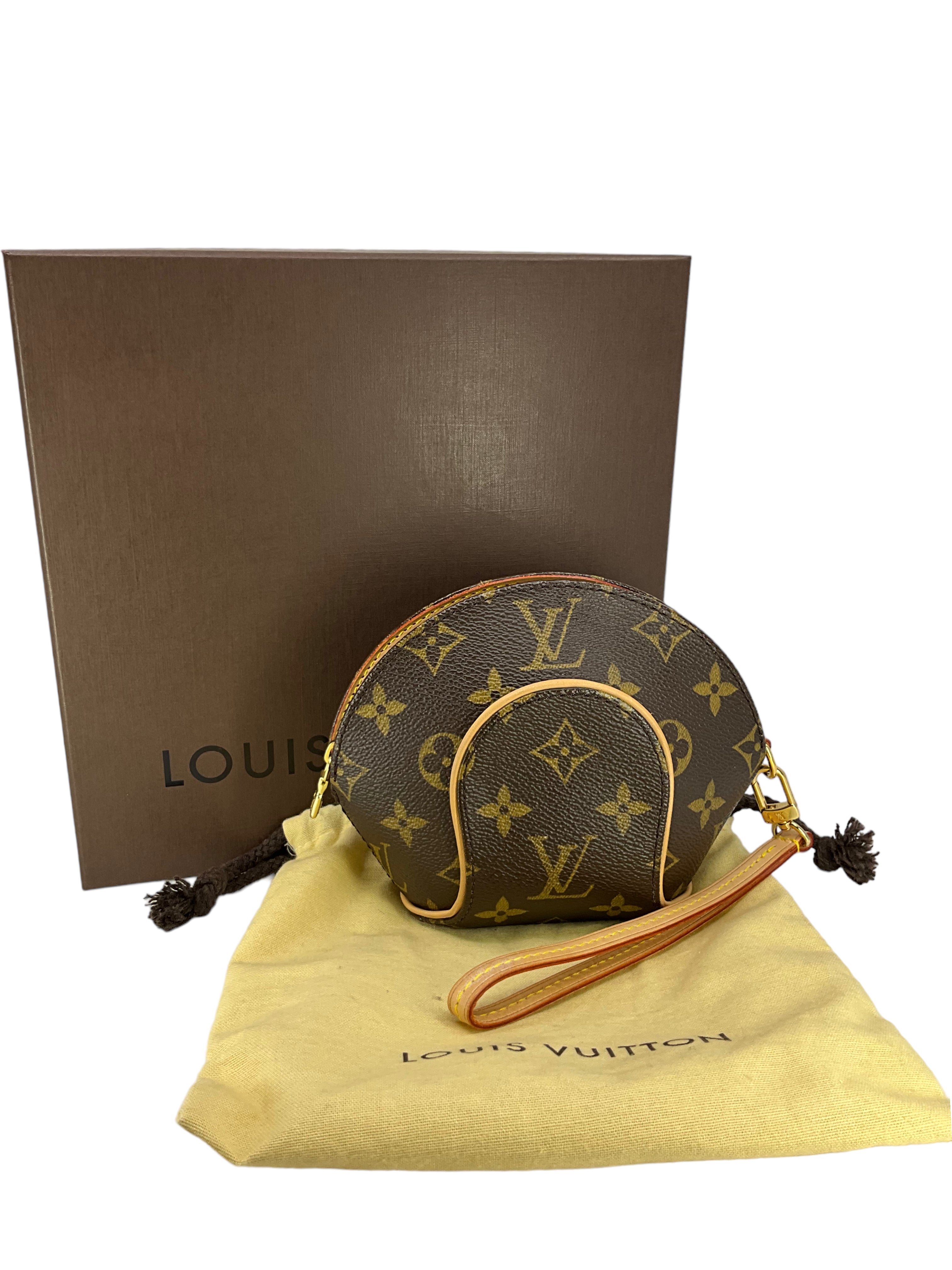 Louis Vuitton Monogram Canvas Mini Ellipse Wristlet Clutch Bag for Women | Luxury Designer Crossbody Purse for Evening Parties & Date Nights