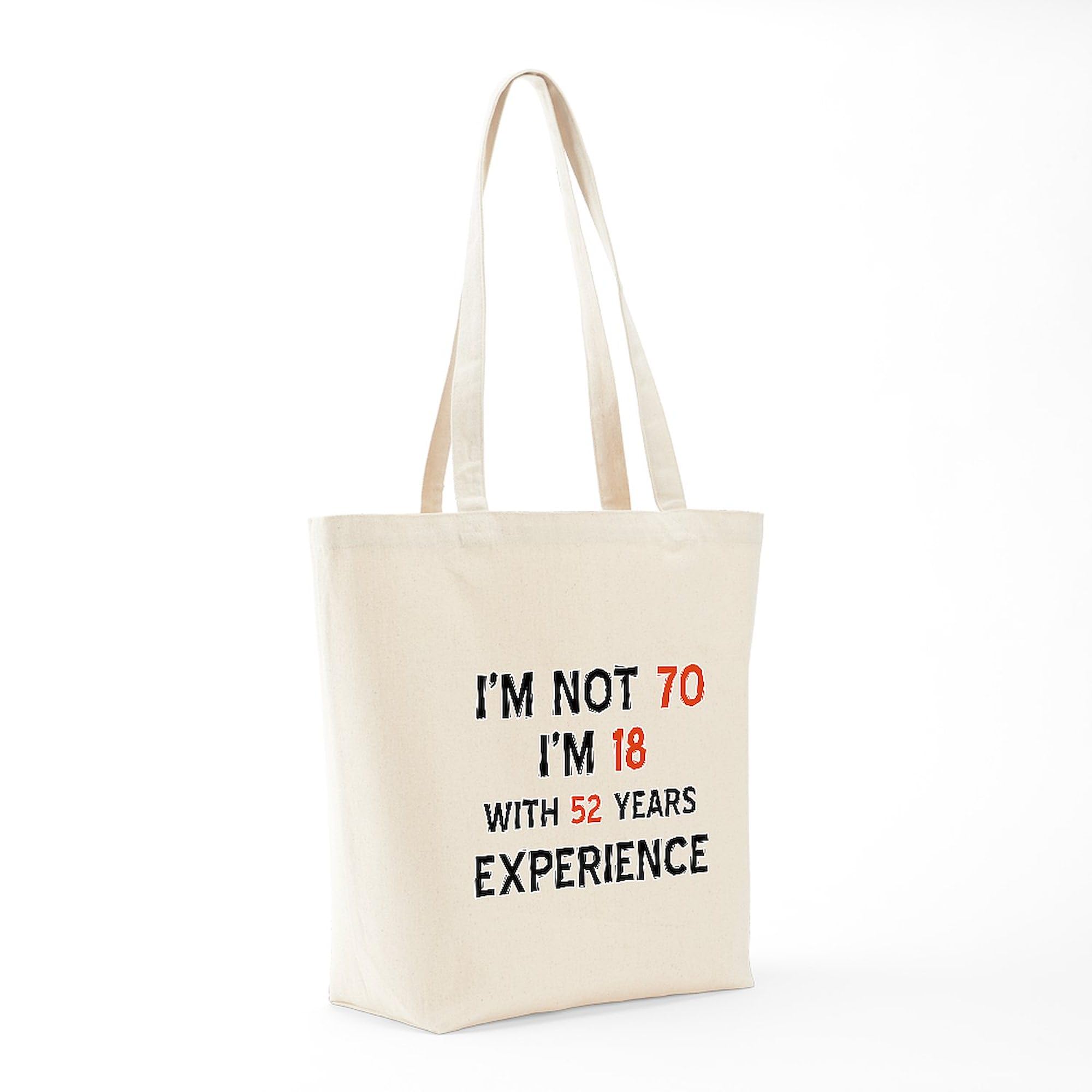 70 Year Old Designs Tote Bag - Natural Canvas Reusable Shopping Bag by CafePress | Eco-Friendly Grocery & Beach Tote for Women & Men