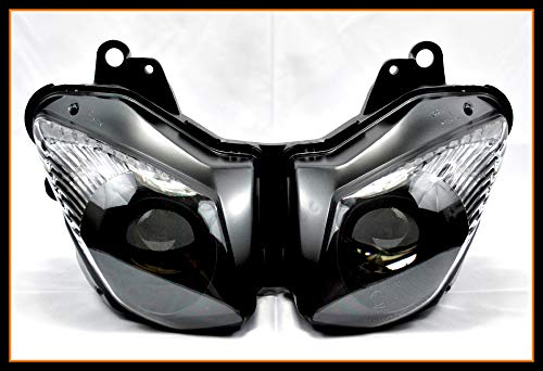 FDB Assembly Front Headlight Headlamp Kit - Clear Replacement for Kawasaki ZX10R (2008-2010) & ZX6R (2009-2012) - Perfect for Night Riding and Motorcycle Upgrades