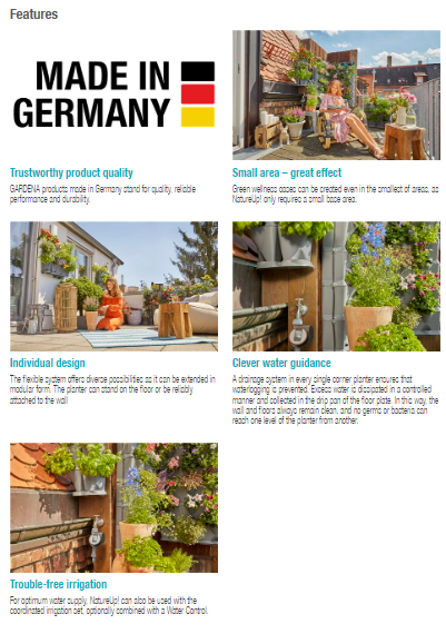 Gardena NatureUp! Basic Set Vertical 13150-20 - Vertical Garden System for Balcony & Small Spaces | Perfect for Growing Herbs, Flowers & Vegetables