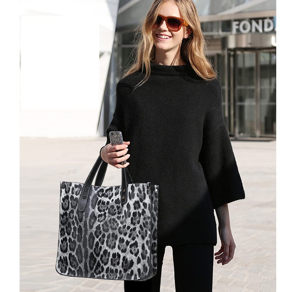Downupdown Women's Animal Print Leather Shoulder Bag & Purse Set - 2Pcs Stylish Satchel & Tote Handbags for Work, Office & Daily Use | Durable Ladies Bags for Professional & Casual Outfits