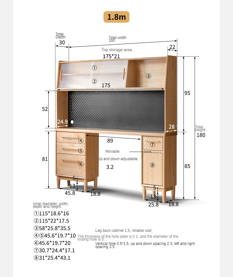 Solid Oak Wood Ultra-Thin Multi-Function Sideboard Buffet Cabinet - Perfect for Dining Room Storage, Kitchen Organization & Living Room Decor