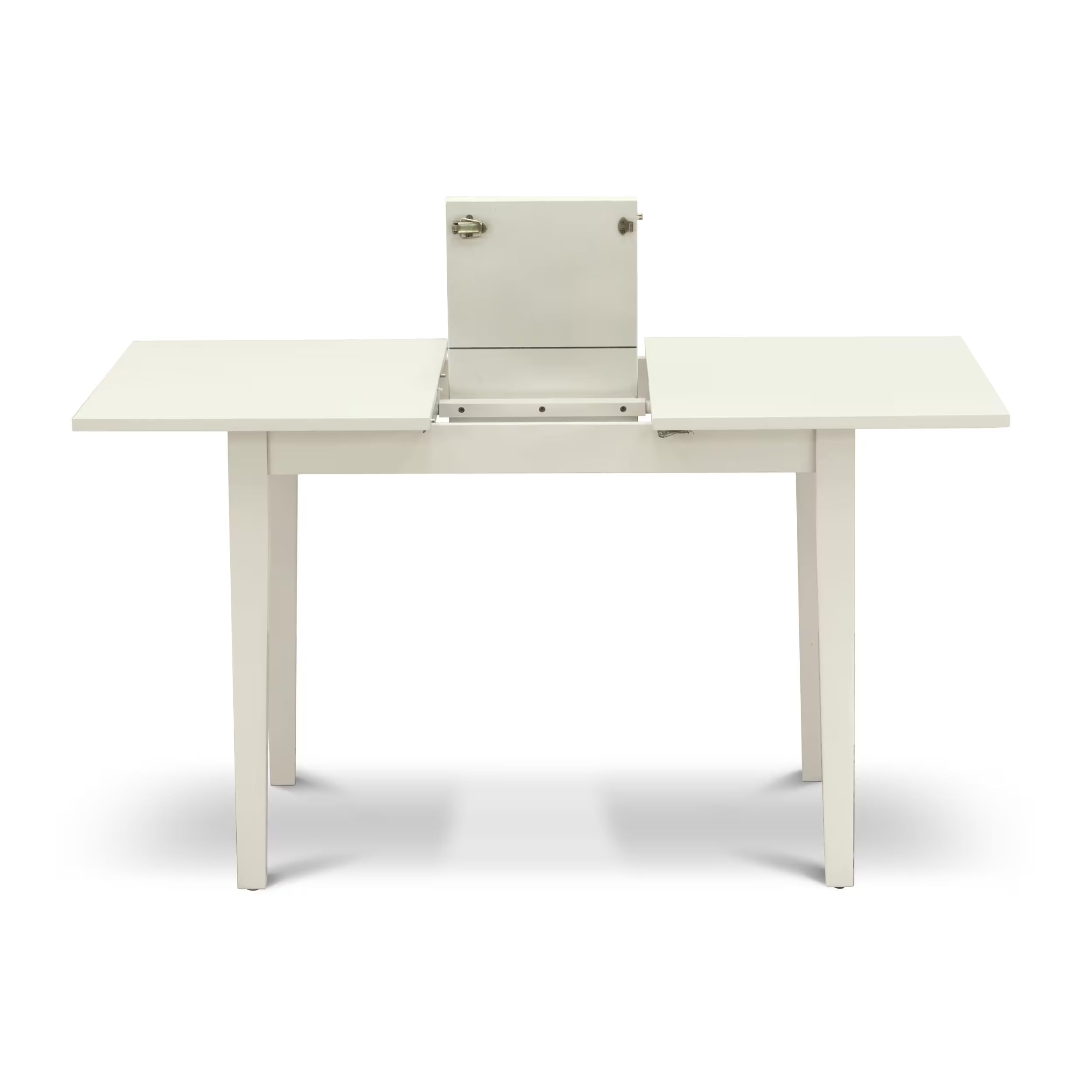 East West Furniture 5-Piece Modern Dining Room Set - 32x54 Inch Rectangle Wooden Table with Butterfly Leaf & 4 White Faux Leather Chairs - Linen White - Perfect for Small Spaces, Apartments & Contemporary Home Decor