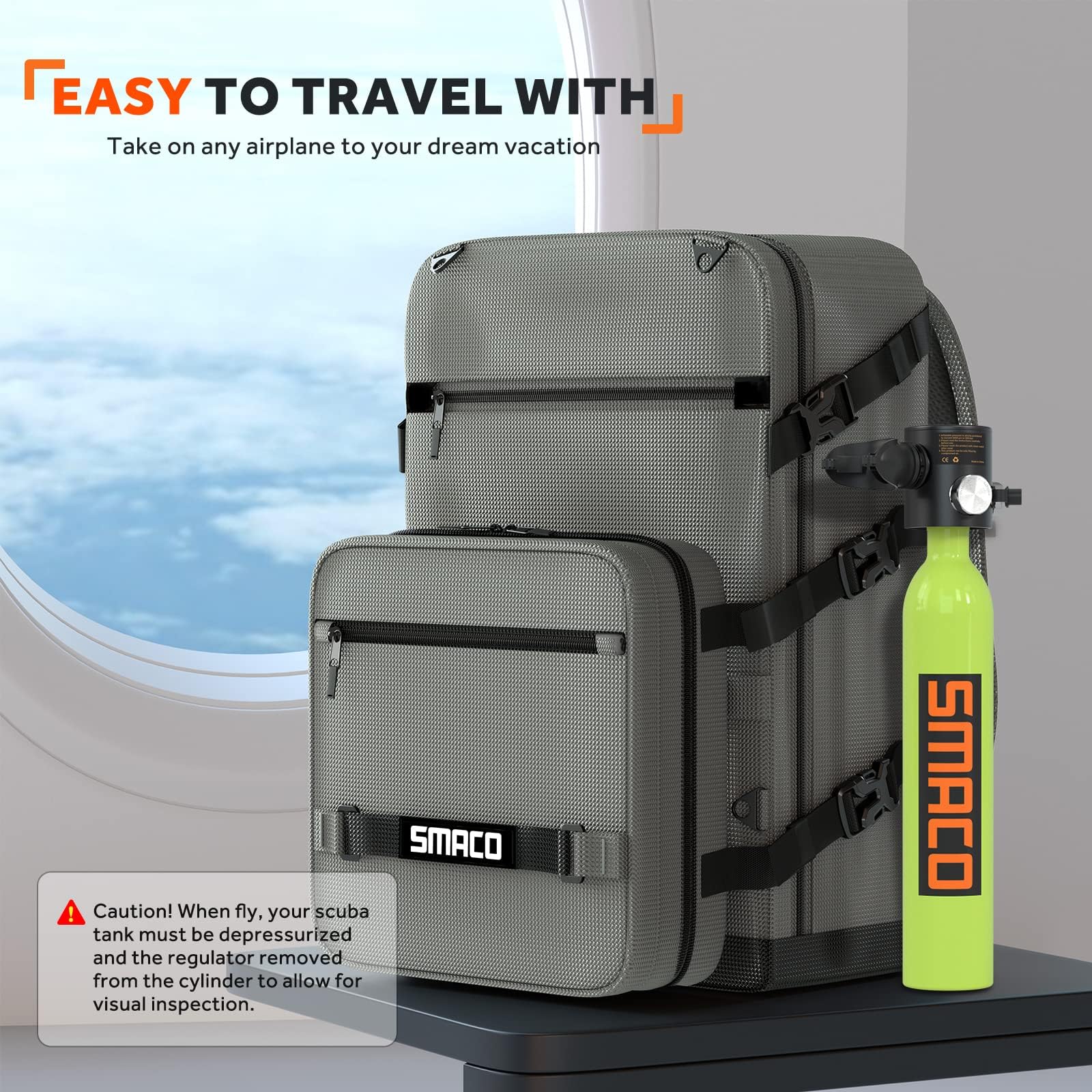 SMACO Scuba Diving Backpack with Detachable Small Bag - Waterproof Travel Backpack for Scuba Gear, Mini Tanks, Diving Mask, Snorkel & Fins - Perfect for Dive Trips, Beach Vacations & Water Sports