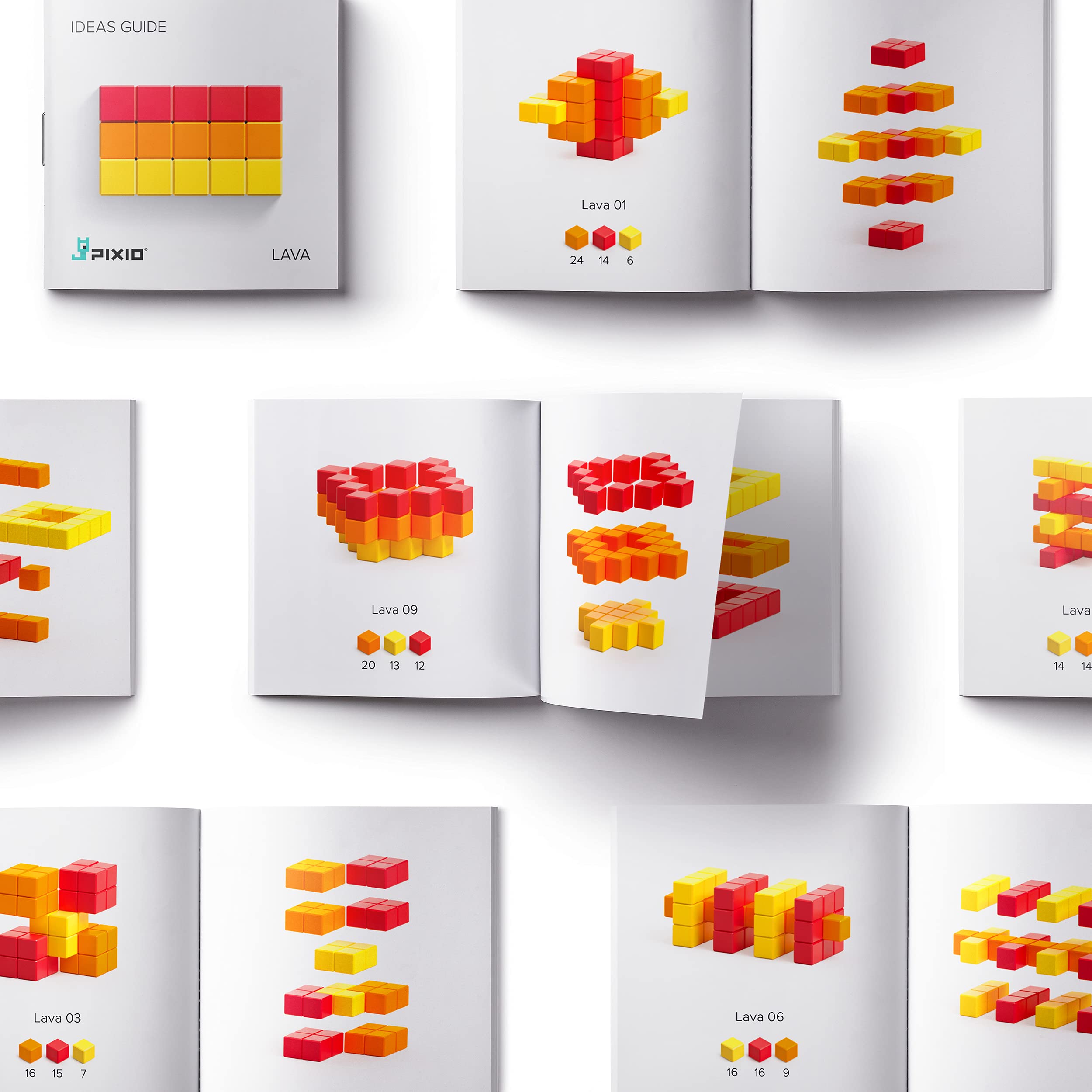 PIXIO Lava - 60pcs Magnetic Building Blocks for Kids Ages 6+, Pixel Art Style Creative STEM Toys with Free App, 5/16