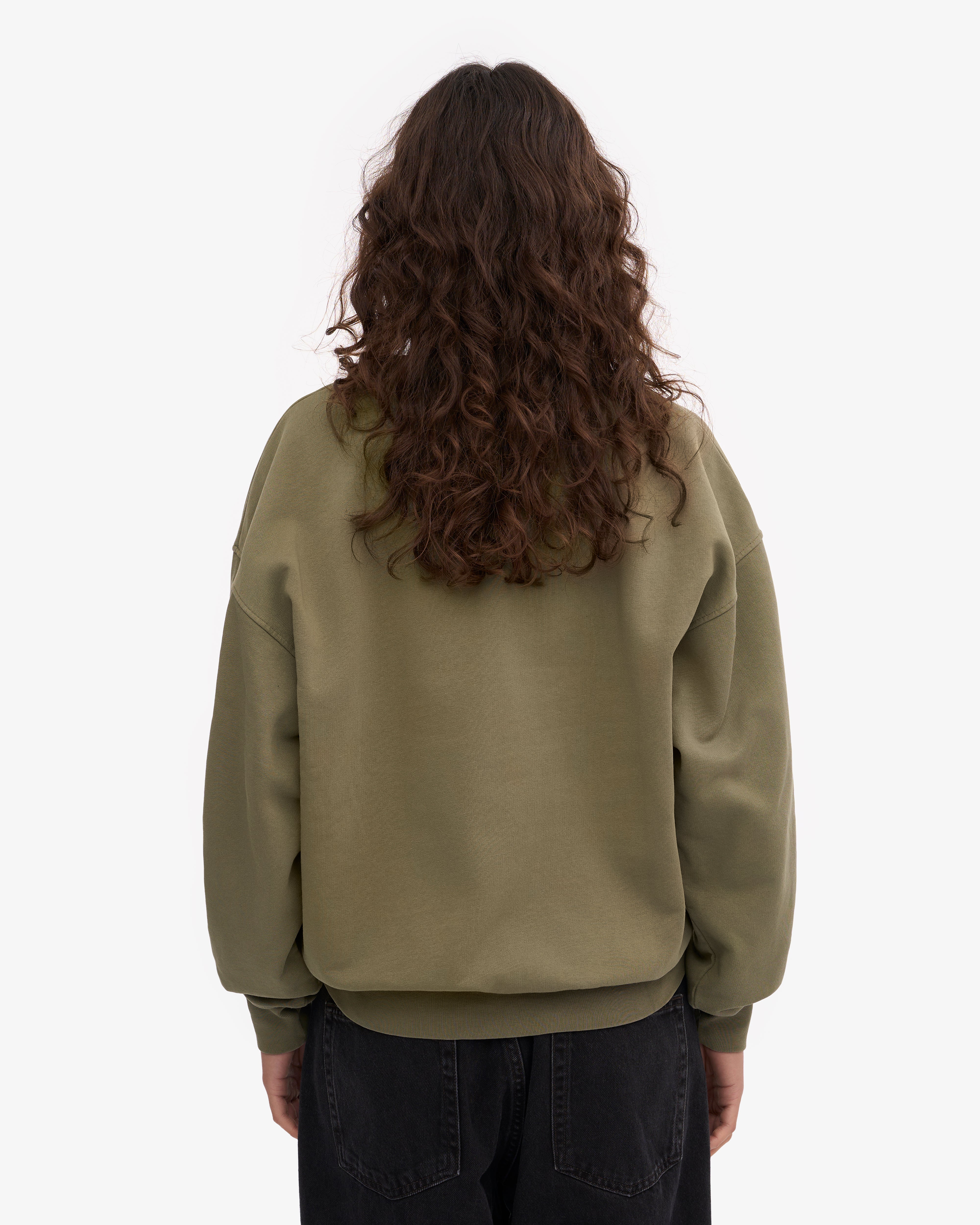 Organic Oversized Crewneck Sweatshirt for Women - Soft & Comfortable Dusty Olive Pullover - Perfect for Casual Wear, Lounge & Outdoor Activities