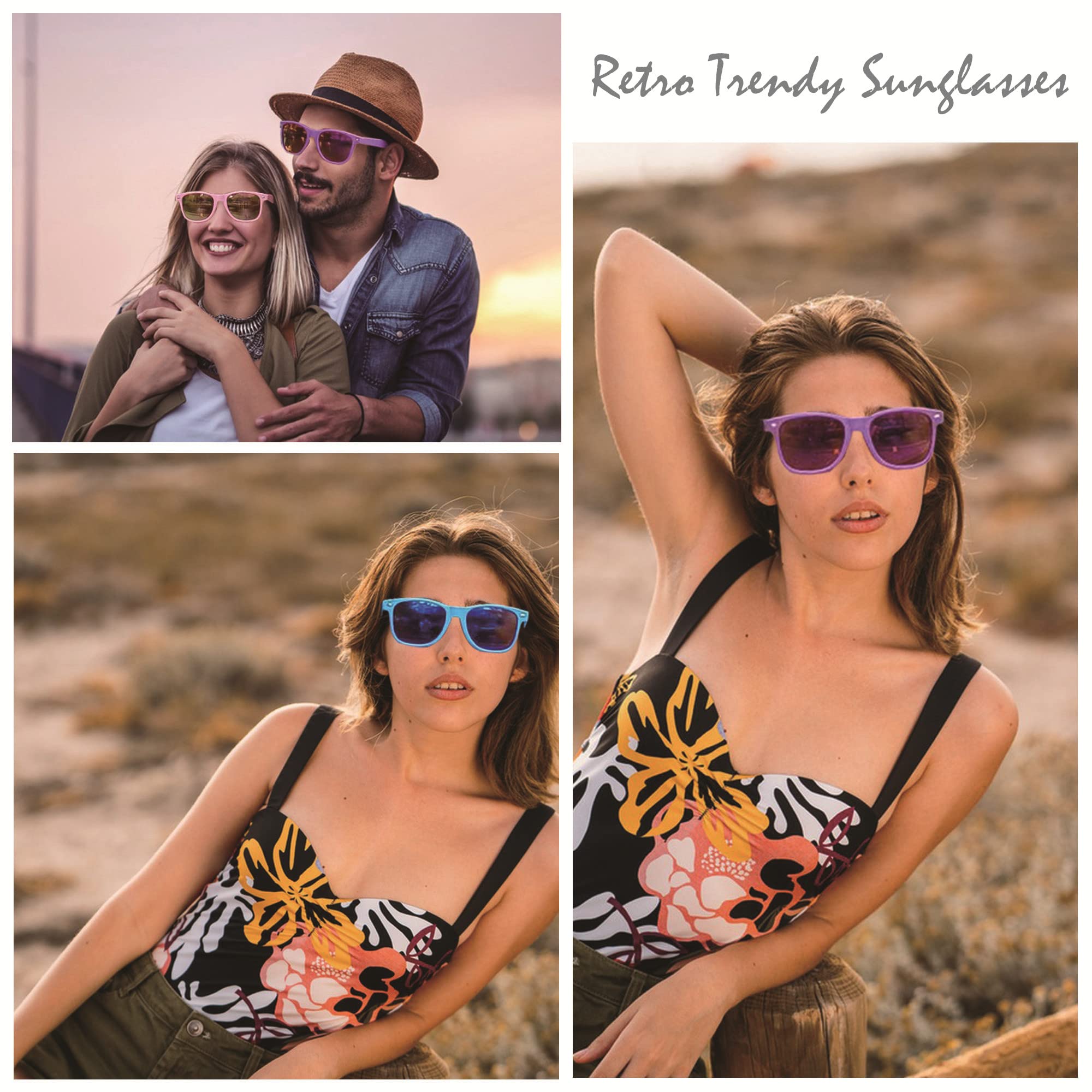 8/12/18 Pack Neon Sunglasses Bulk - Colorful Retro Party Sunglasses Multipack for Men & Women - Perfect for Pool Parties, Music Festivals & Summer Events