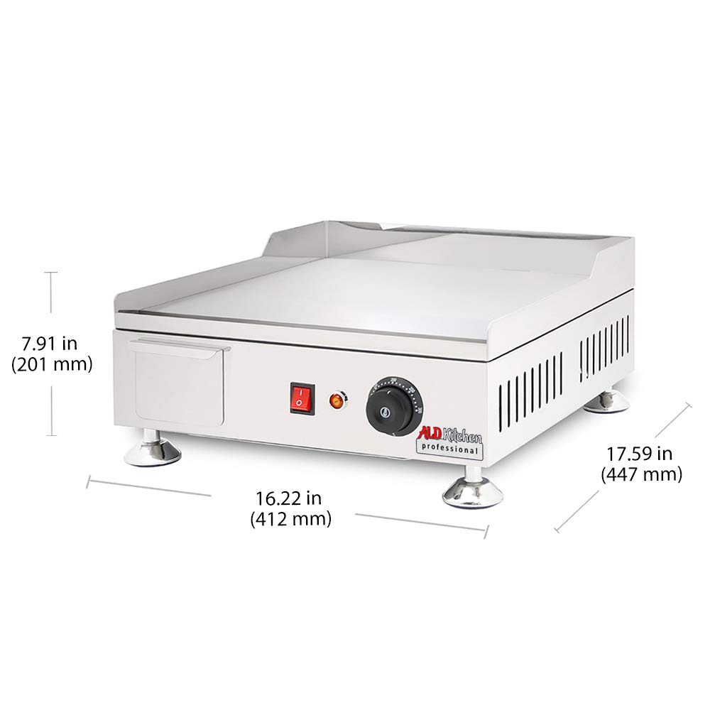 ALDKitchen Flat Top Griddle - Teppanyaki Grill with Manual Control, No Plug Needed, 110V, 16