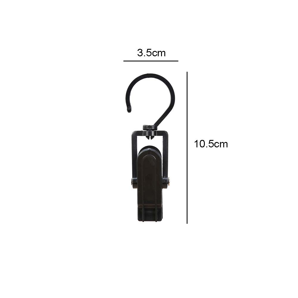 12 Pack Rotating Laundry Hooks - Heavy Duty Plastic Clothes Pins for Hanging Clothes, Curtains, Tarps & Tents | Perfect for Home, Office, Travel, Camping & Outdoor Activities (Black)