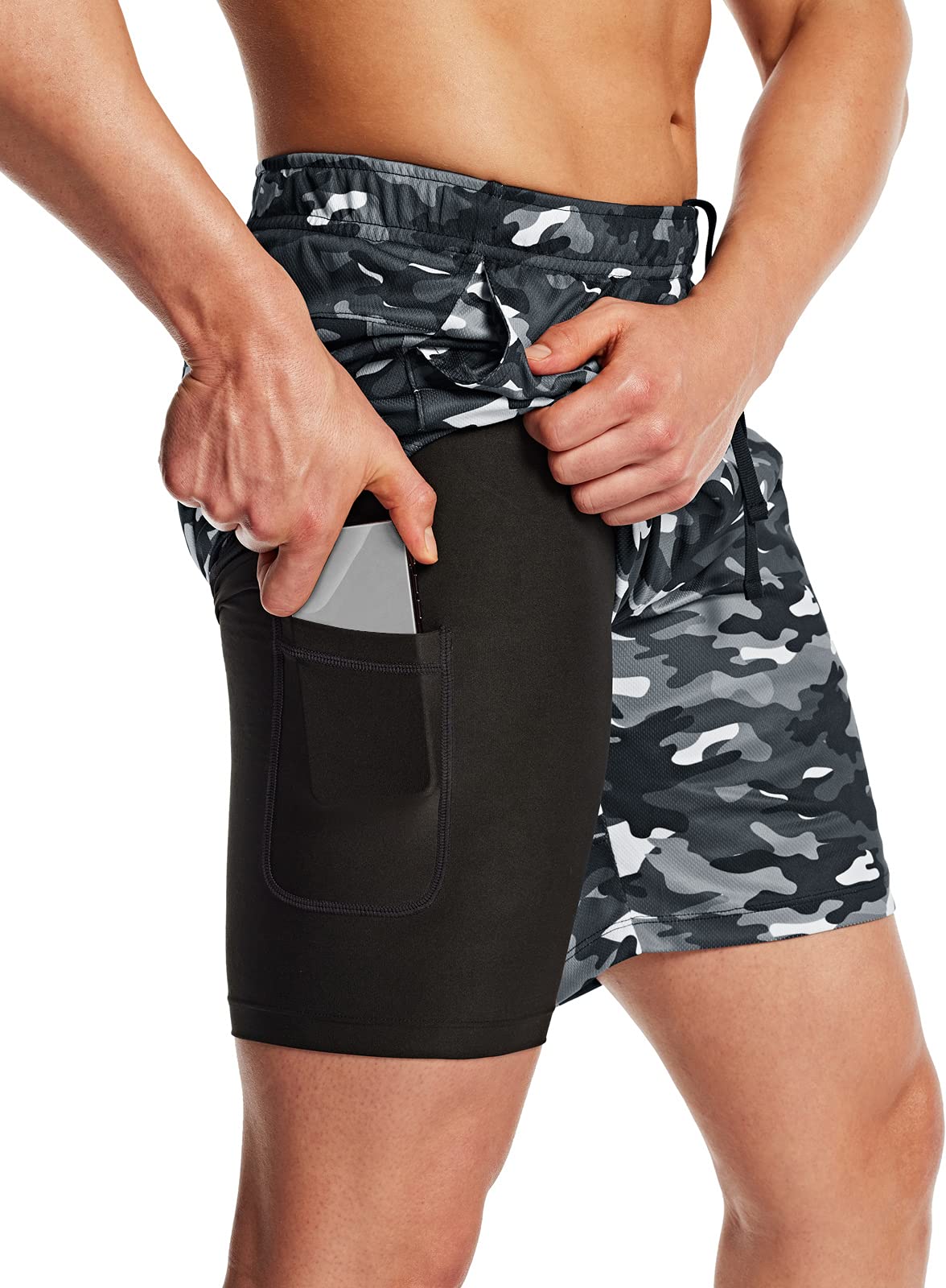 TSLA Men's 2-in-1 Quick Dry Running Shorts with Pockets - Breathable Workout Shorts for Gym Training & Outdoor Exercise | Perfect for Jogging, Basketball & Summer Sports Activities
