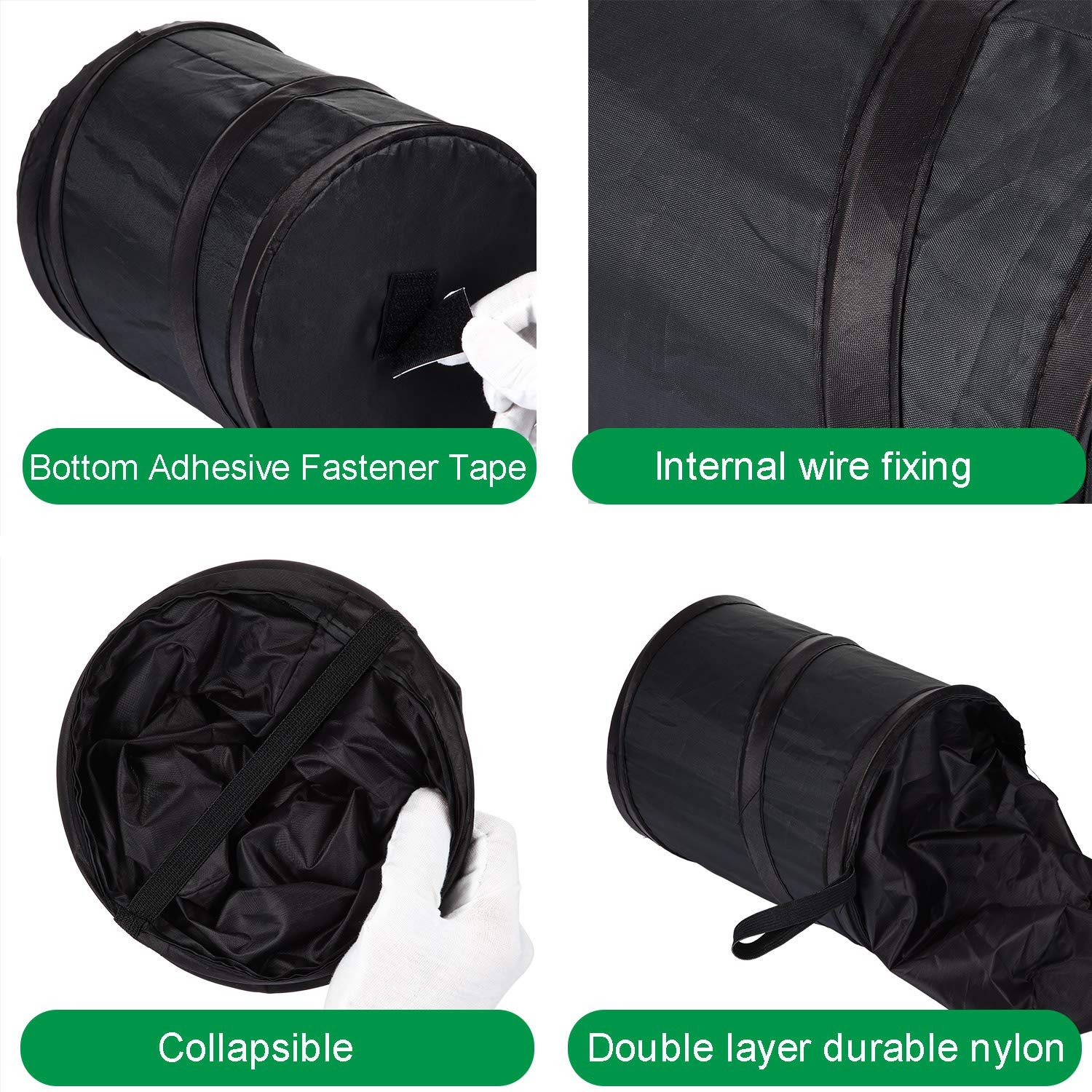 Portable Car Trash Can - 3 Pack Collapsible Waterproof Car Garbage Bin with Lid, Pop-Up Auto Waste Container for Road Trips, Travel, Commuting & Camping - Fits Car Seats, Cup Holders & Door Pockets