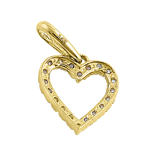 14K Solid Yellow Gold Heart-Shaped CZ Pendant Necklace - Elegant Round Cubic Zirconia Jewelry for Women, Perfect for Valentine's Day Gifts, Anniversaries & Everyday Wear
