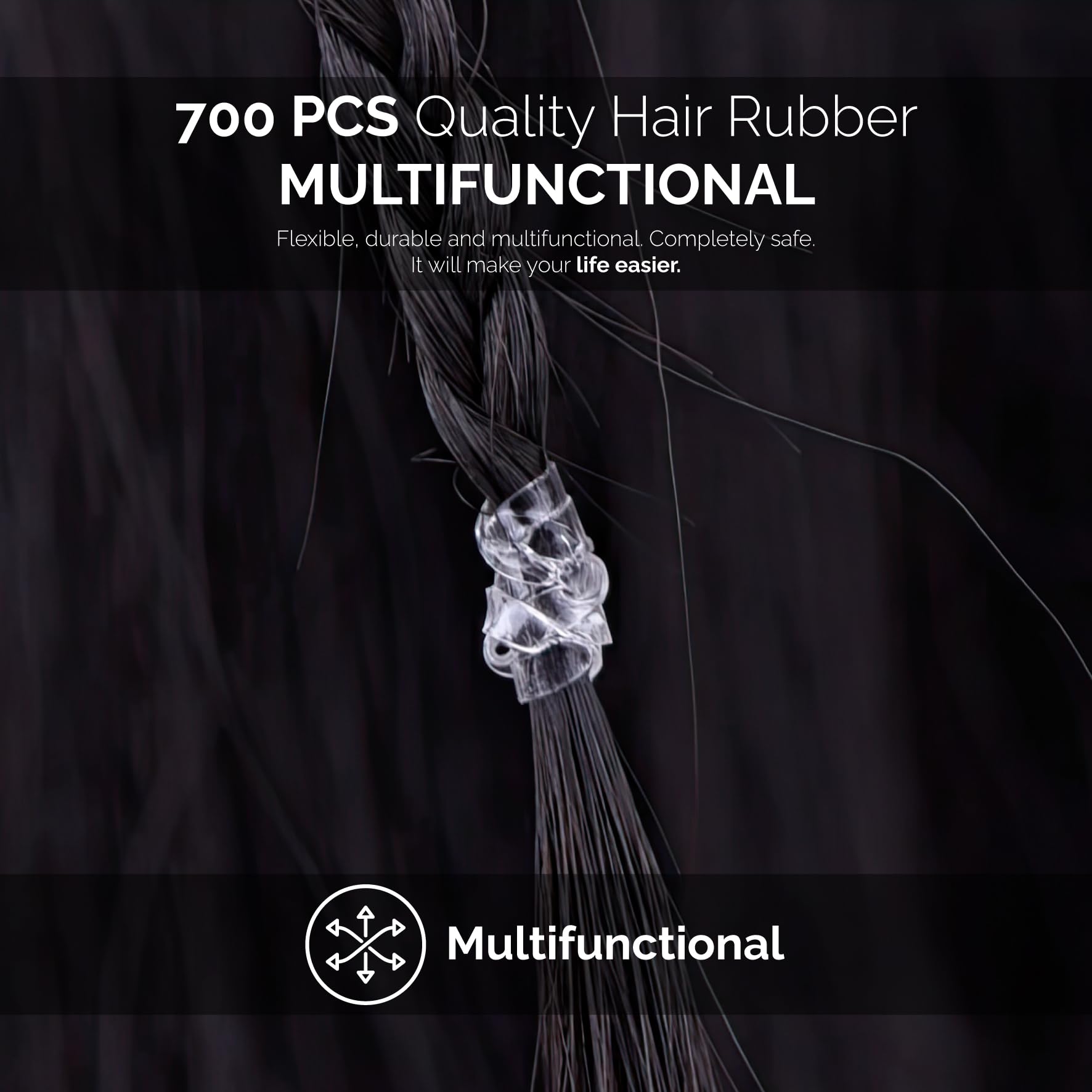 700 PCS Clear Hair Elastics - No Metal Gentle Hair Ties for Women & Girls, Small Elastic Hair Bands for Ponytails, Braids, Workouts & Daily Use (Bulk Pack)