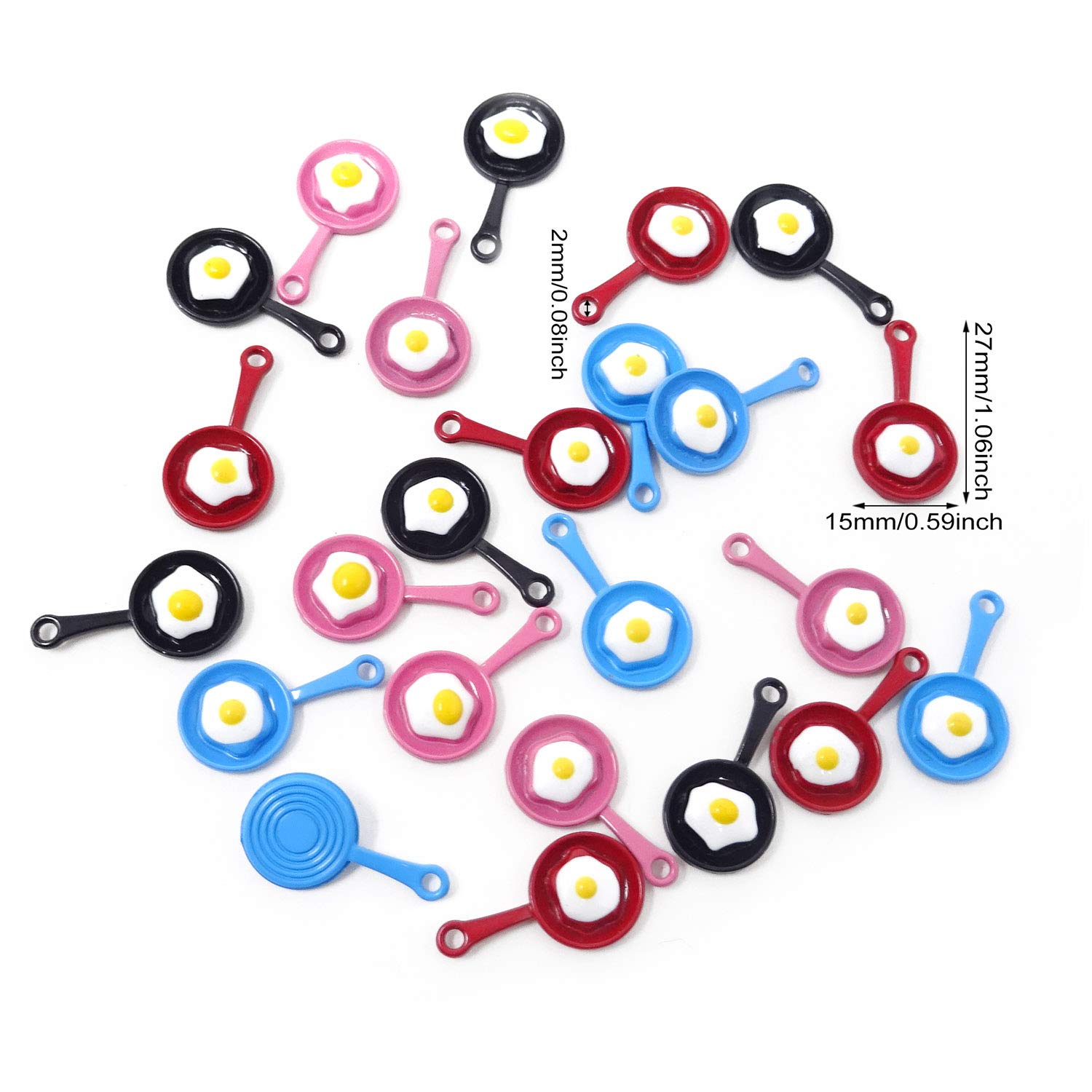 Honbay 24PCS Alloy Frying Pan with Egg Enamel Charms - DIY Jewelry Making Kit for Earrings & Bracelets (4 Colors) - Perfect for Crafting, Gifts & Fashion Accessories