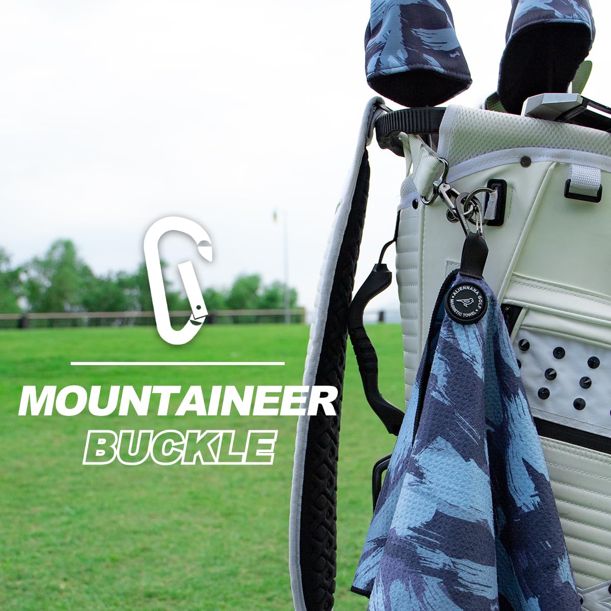 Premium Magnetic Golf Towel - Super Absorbent Microfiber Waffle Design with Secure Clip & Industrial Strength Magnet - Stays Firmly Attached to Golf Bags, Carts & Clubs (Blue) - Perfect for Golf Practice, Tournaments & Outdoor Sports