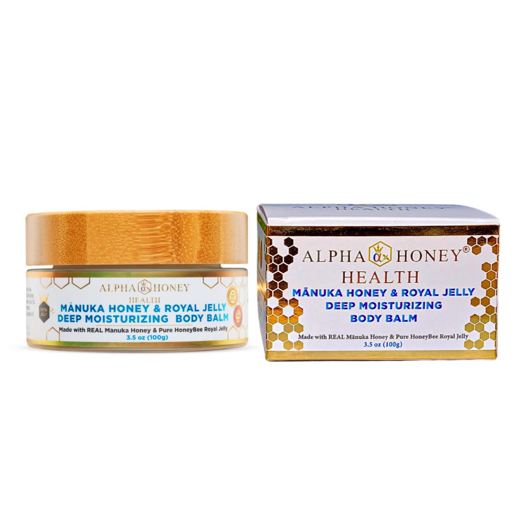 Organic Honeysuckle Jasmine Manuka Honey & Royal Jelly Body Butter - Deep Moisturizing Skin Care for Dry, Sensitive Skin - Perfect for Daily Hydration & Nighttime Nourishment