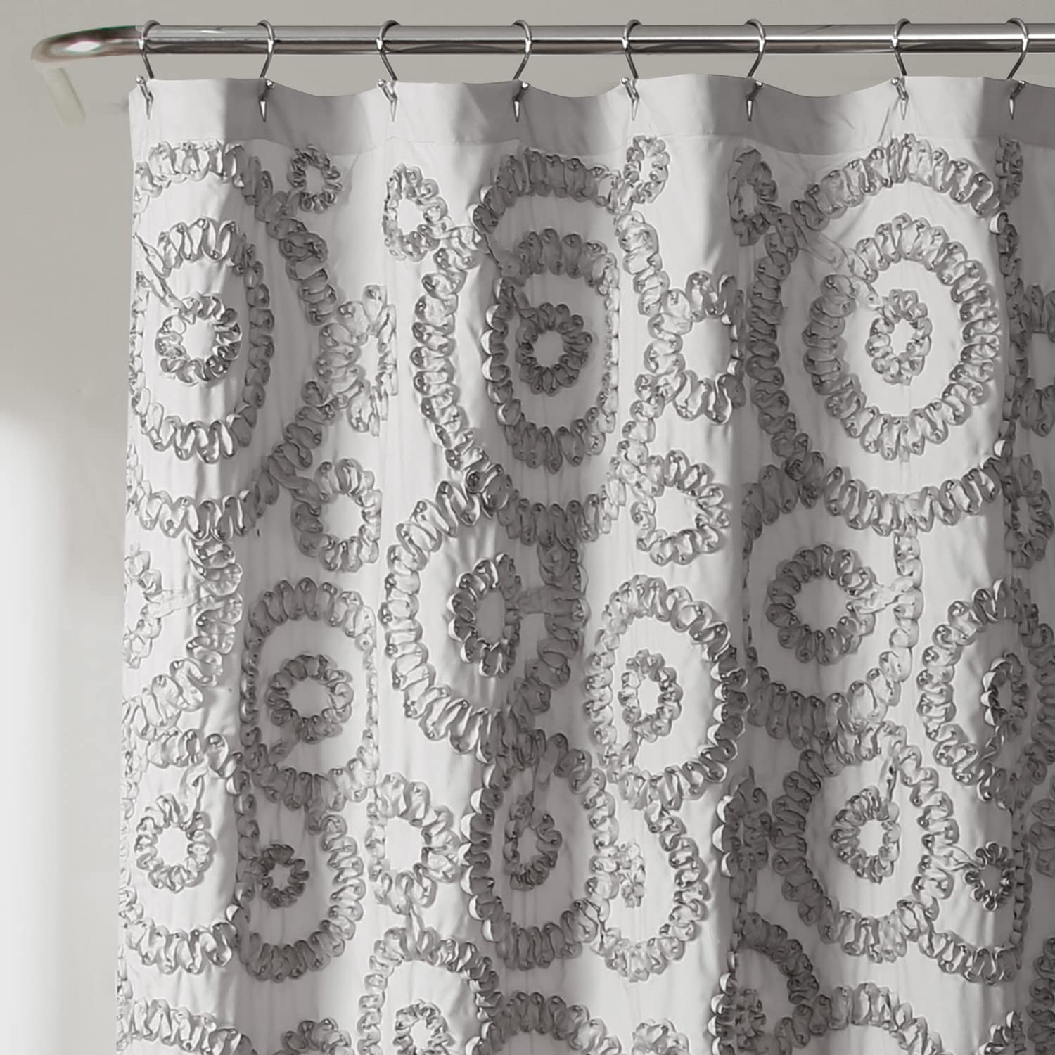 Lush Decor Keila 72x72 Grey Shower Curtain for Bathroom Decor