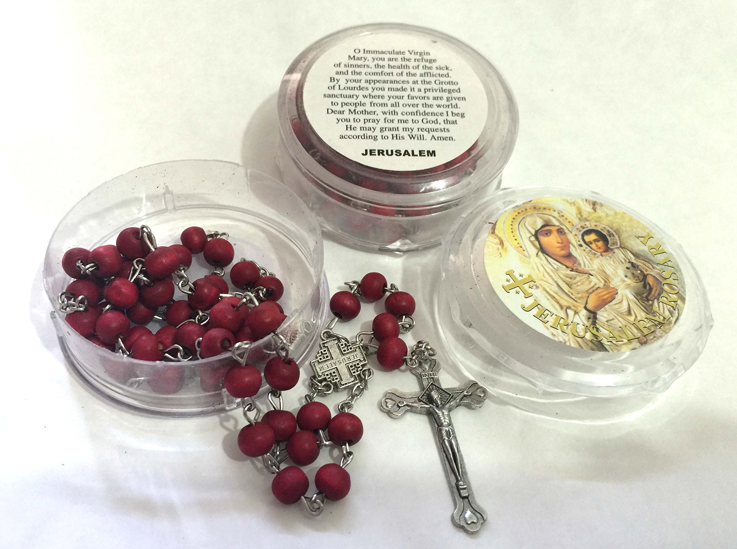 Handmade Red Wood Rose Scented Catholic Rosary Prayer Beads - Religious Gift Set in Elegant Box for Worship, Meditation & Spiritual Comfort