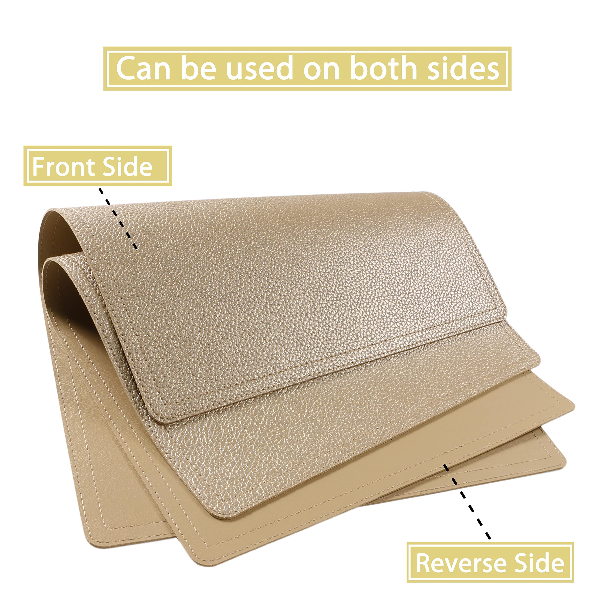 Premium Set of 6 PU Faux Leather Placemats - Waterproof, Stain & Heat Resistant Table Mats for Kitchen, Dining & Conference Tables - Easy Clean Gold Rectangle Place Settings for Elegant Dinner Parties & Professional Meetings