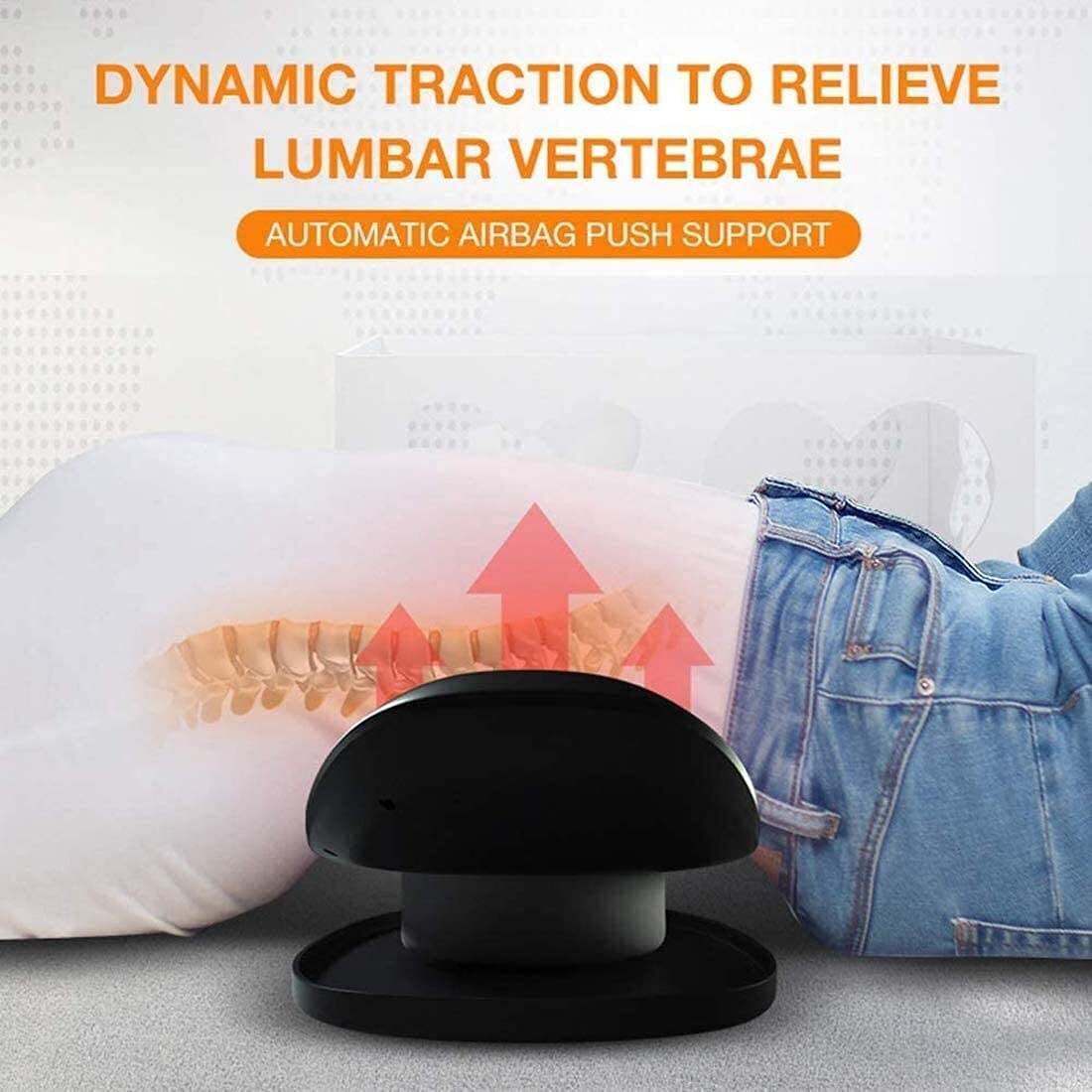 DSJ Electric Lumbar Traction Device with Heat & Vibration - Back Massager for Sciatica Pain Relief, Inflatable Back Stretcher for Spine Decompression - Perfect for Office Workers, Drivers & Home Use