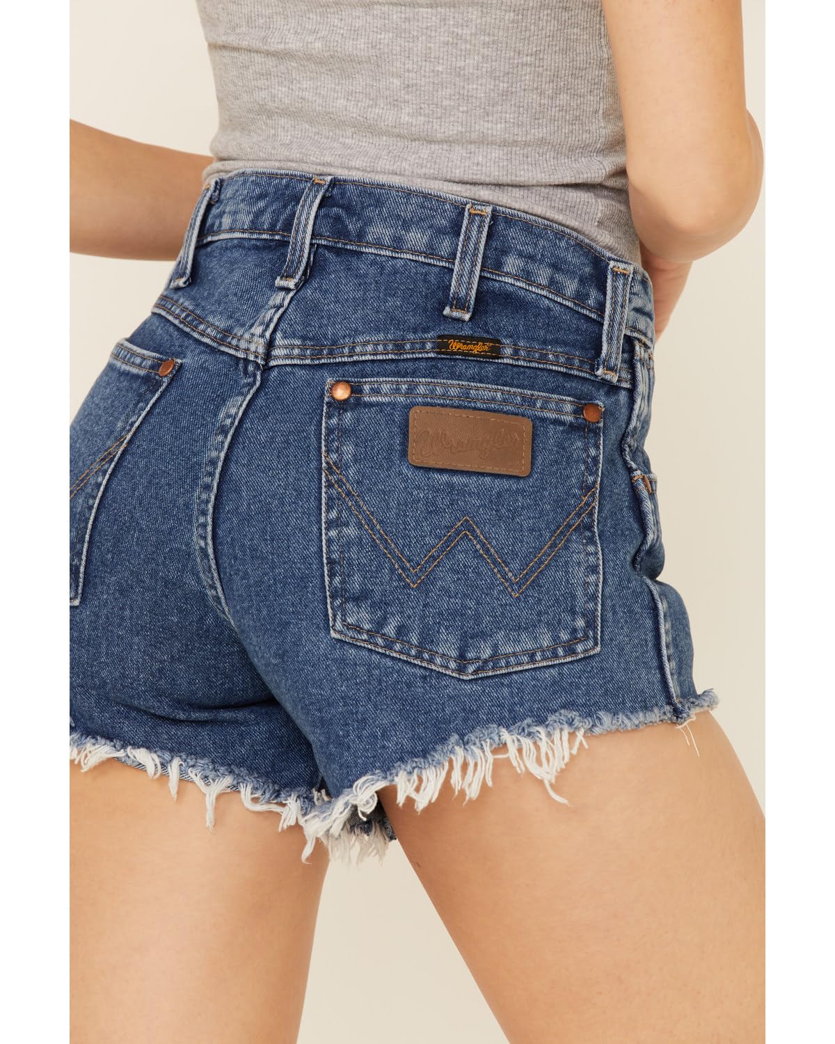 Wrangler Women's Frayed Hem Denim Shorts - Comfortable Distressed Denim Cutoffs for Casual Wear, Summer Outfits & Outdoor Activities