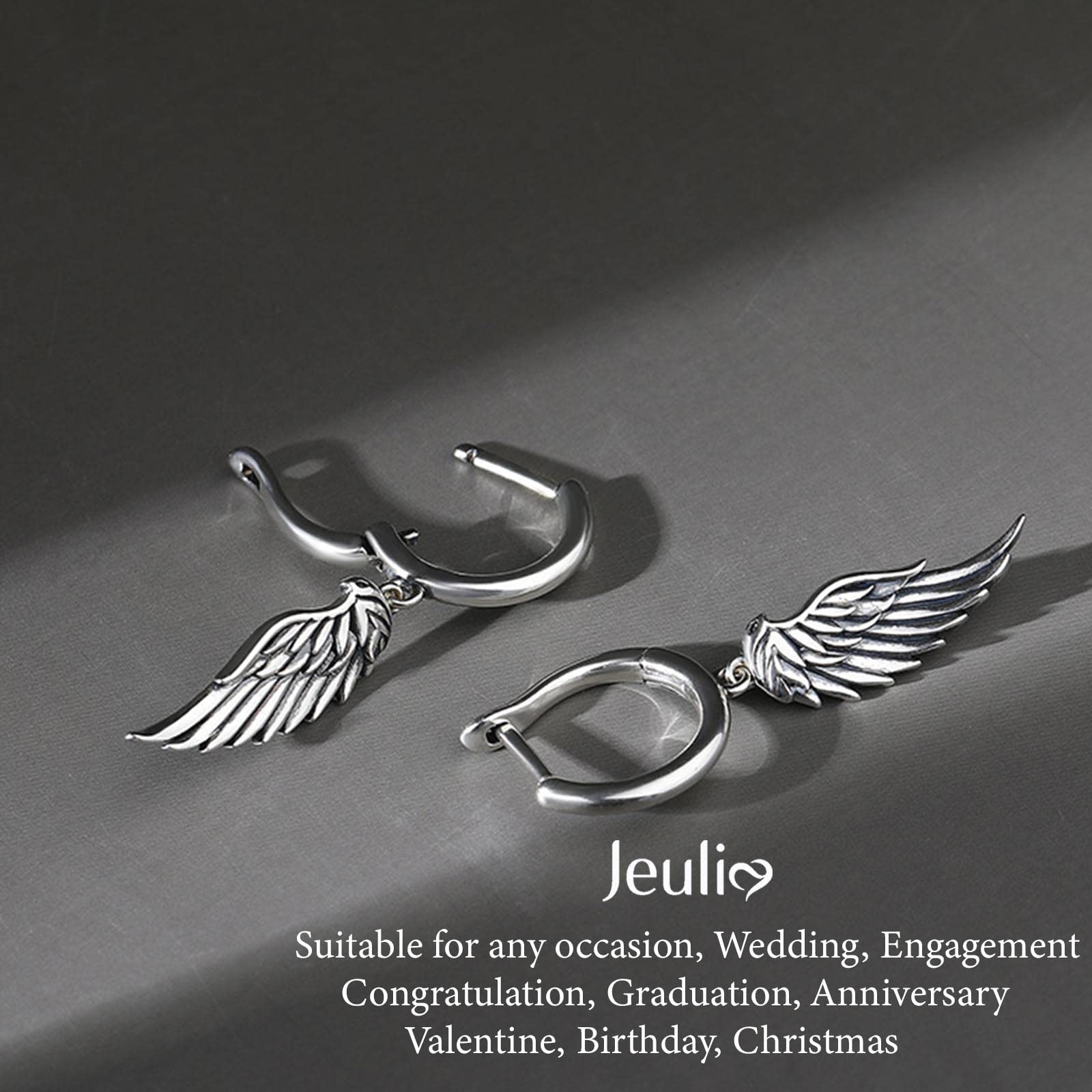 Jeulia Sterling Silver Hoop Dangle Earrings for Women - Small Hoop Earrings with Cross, Wings & Butterfly Charms - Hypoallergenic Punk Goth Jewelry for Teens - Perfect for Parties, Gifts & Everyday Wear
