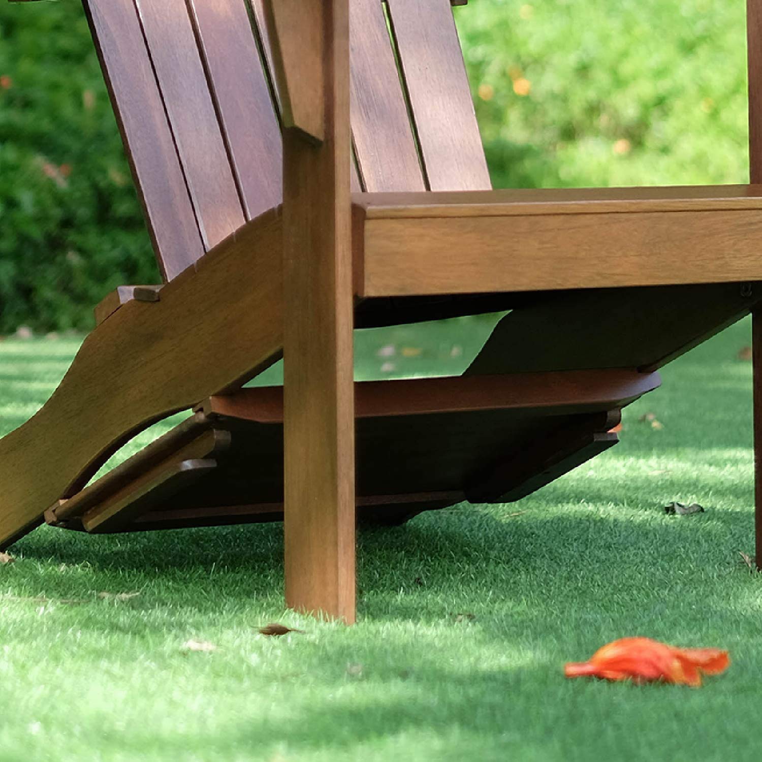 Premium Cambridge Casual Bentley Adirondack Chair with Tray Table - Solid Wood Outdoor Furniture, Natural Brown - Perfect for Patio, Garden, Poolside & Backyard Relaxation