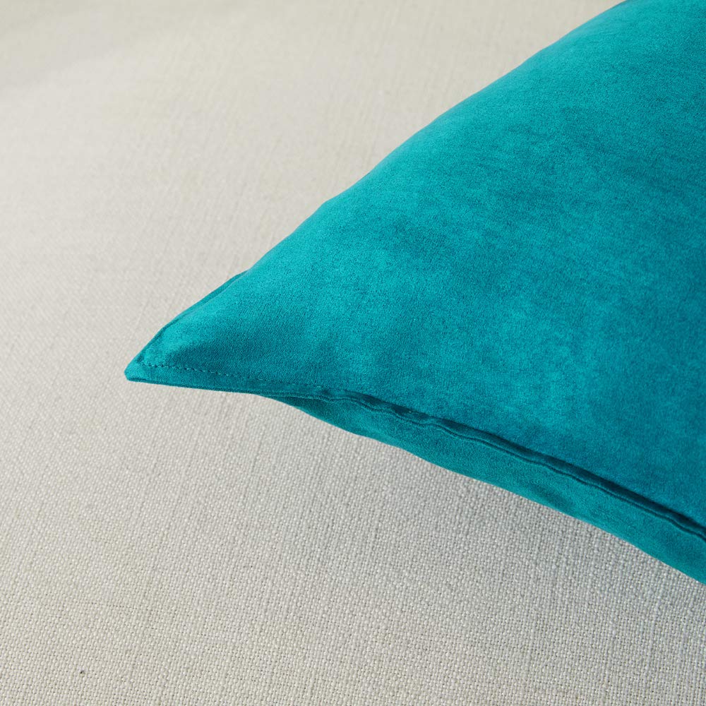 Premium Faux Suede Decorative Throw Pillow Covers 2-Pack - Super Soft Square Pillow Cases for Couch, Sofa & Bedroom - 26x26 Inch Solid Teal Cushion Covers - Home Decor & Cozy Living Room Accents