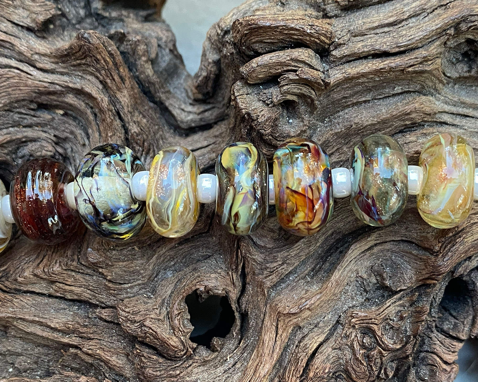 12pcs Brown Lampwork Beads Mix for Jewelry Making - Handmade Glass Beads DIY Craft Supplies (Necklace, Bracelet, Earrings Design)