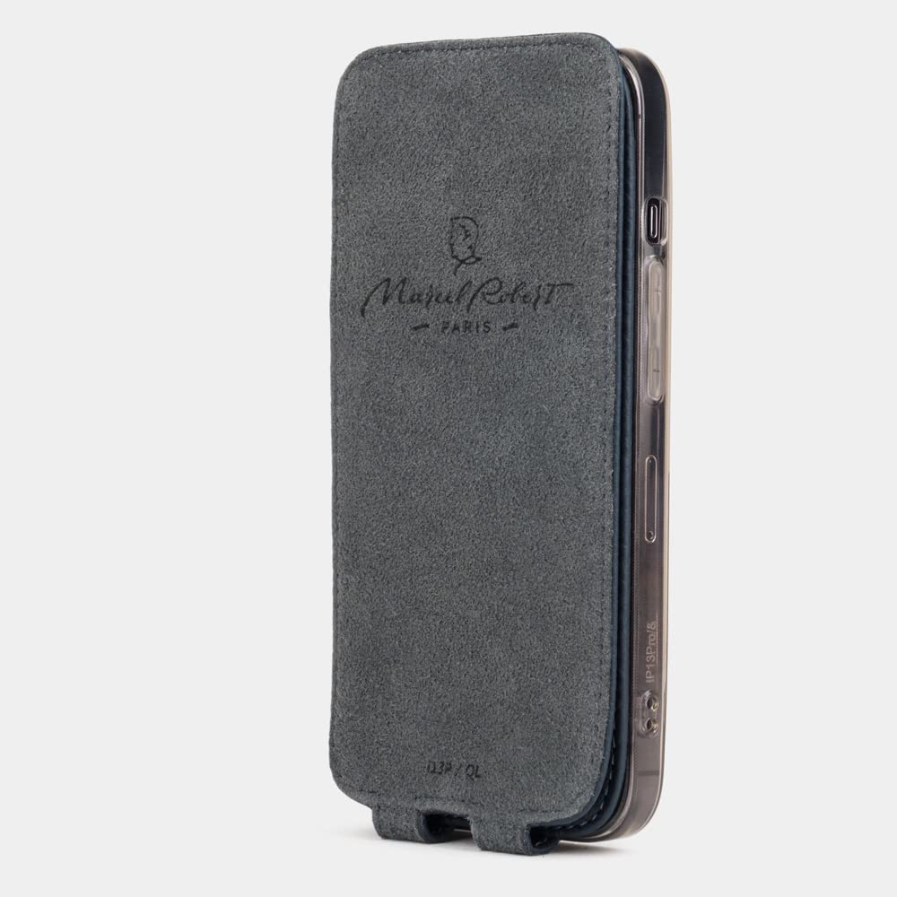 Premium Genuine Leather Wallet Case for iPhone 13 Pro Max - Slim RFID Blocking Protective Cover with Card Slots - Made in France (Blue) | Perfect for Travel, Business & Everyday Use