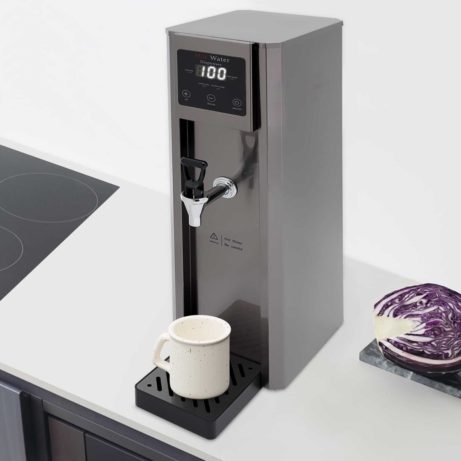 Commercial 1800W Electric Hot Water Dispenser with US Plug - 10L Capacity, 30L/Hour Flow Rate, Instant Heating for Coffee, Tea & Milk - Perfect for Offices, Cafes & Restaurants