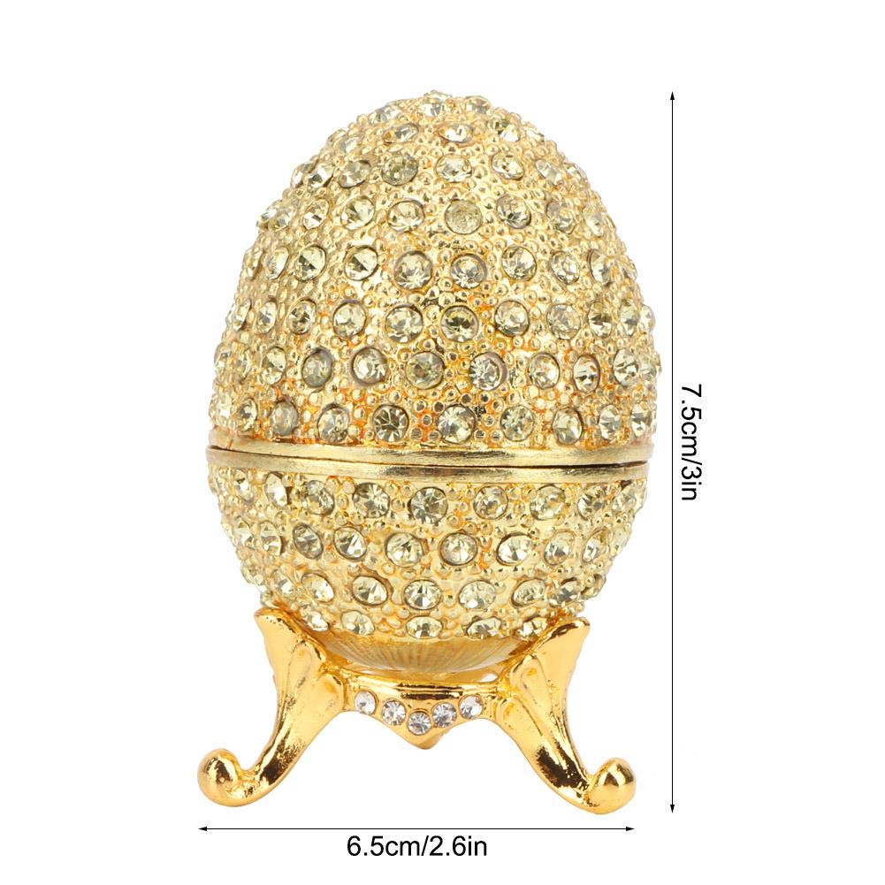 Exquisite Hand-Painted Mini Faberge Egg Jewelry Box - 24K Gold Plated with Enamel & Rhinestones - Perfect for Gift Giving, Home Decor & Collectible Display