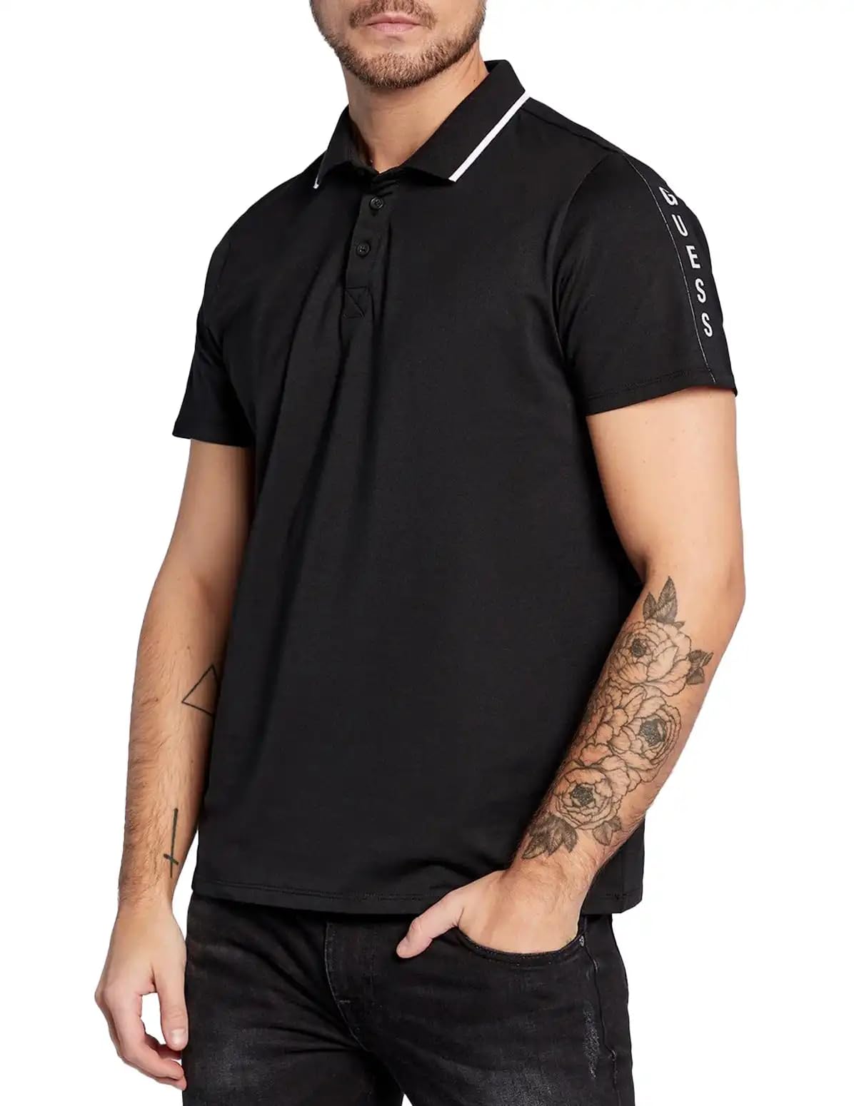 GUESS Men's Short Sleeve Polo Shirt - Classic Fit, Moisture-Wicking, Breathable Cotton for Casual & Business Wear - Perfect for Office, Golf & Summer Outings