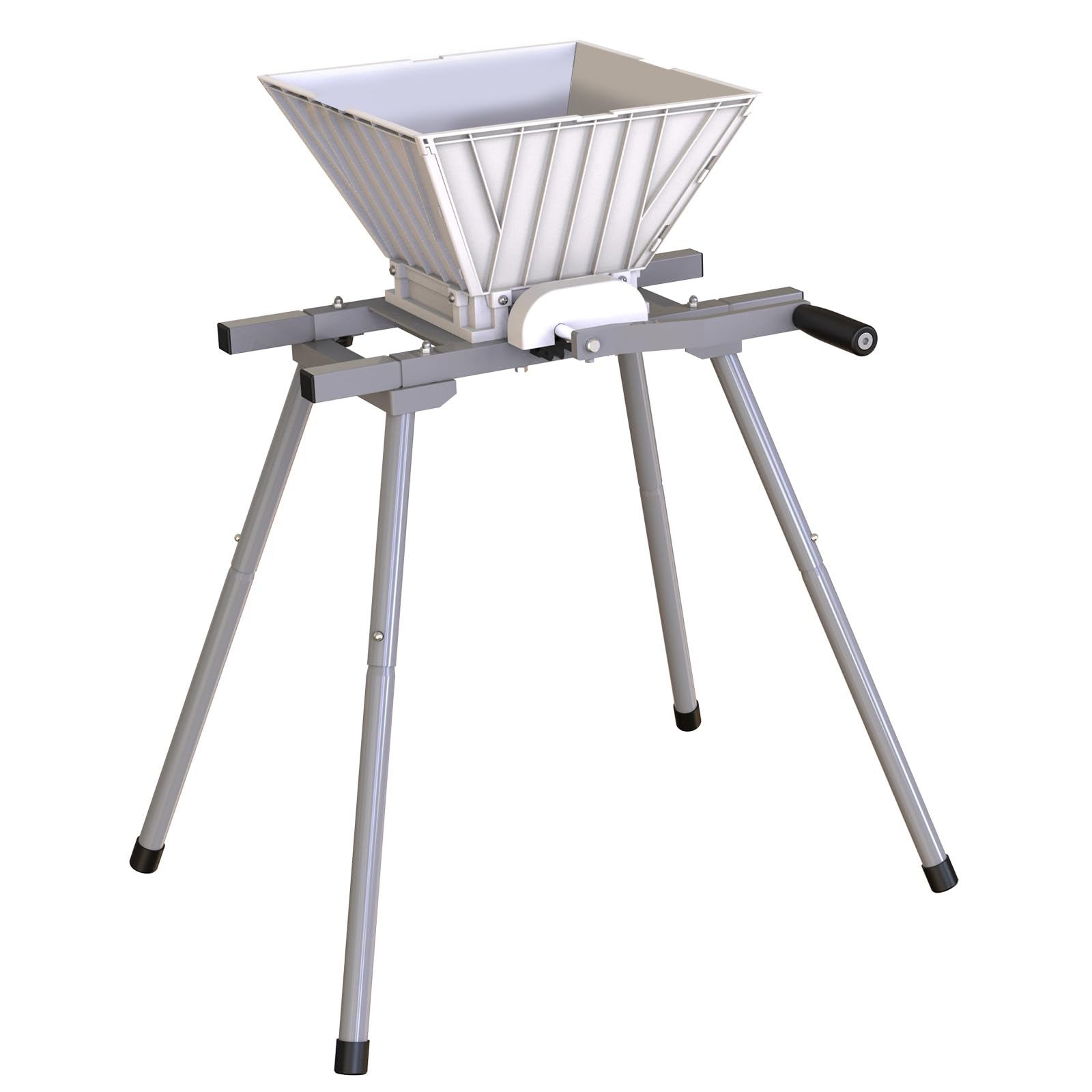 Premium 7L/1.8Gallon Manual Fruit Crusher for Wine Making - Heavy Duty Apple Grinder with Nylon Teeth & Large Hopper - Perfect for Home Brewing, Cider Pressing & Juice Extraction (Silver)