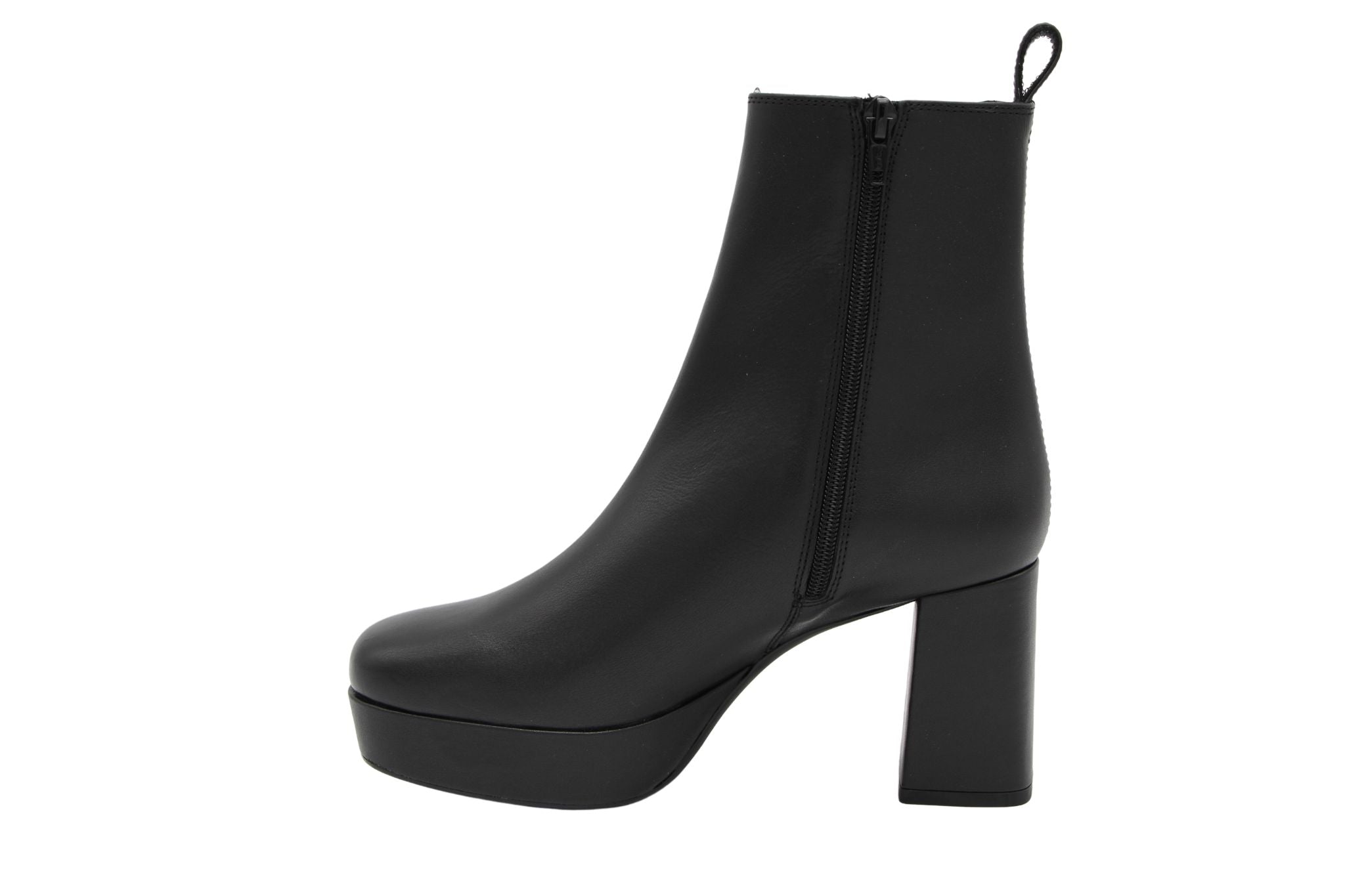 UNISA MARLOW Black Leather Platform Ankle Boots with Block Heel for Women - Stylish & Comfortable Chunky Heel Booties for Fall Winter Fashion, Office, Dating & Night Out