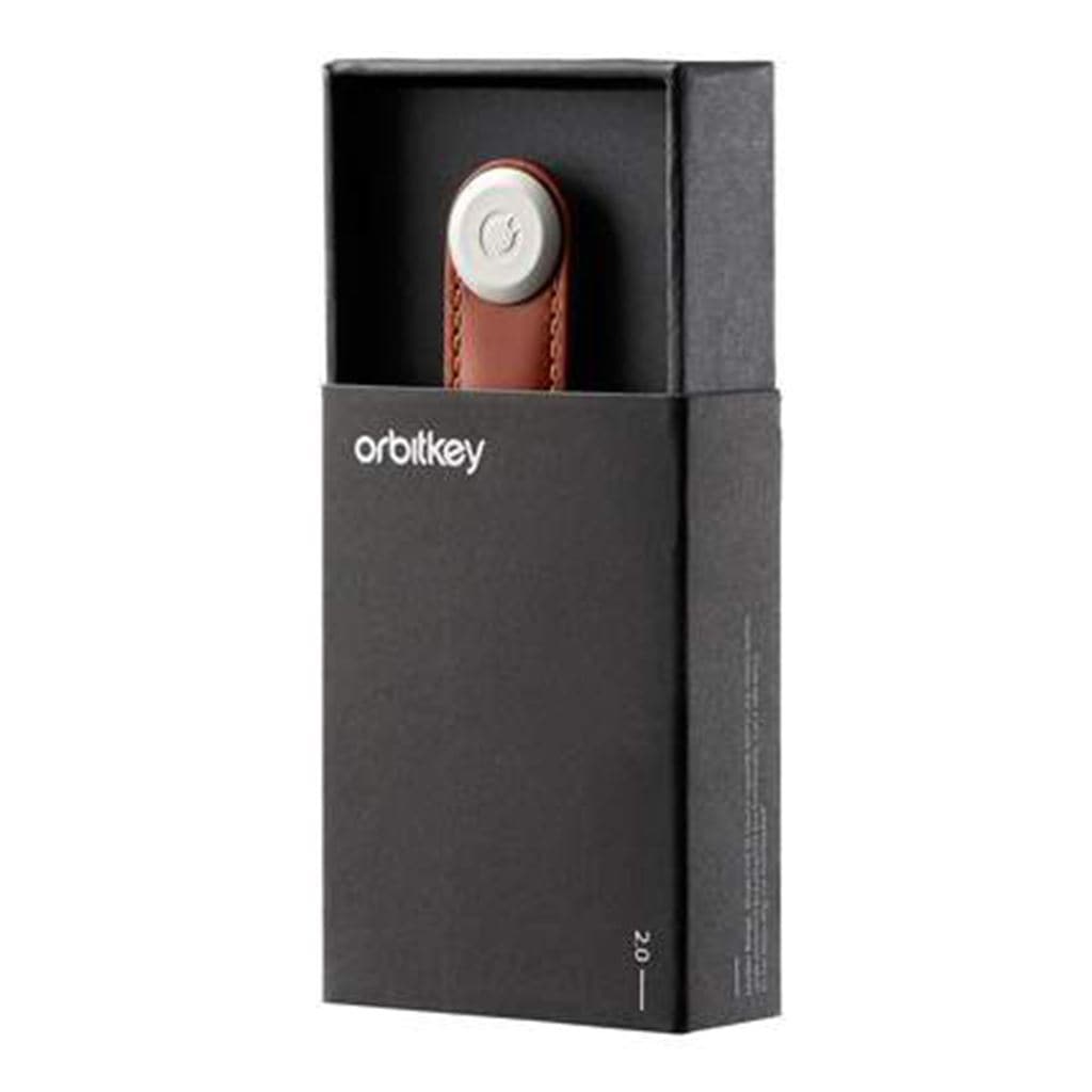 Orbitkey Leather 2.0 Key Organizer - Premium Leather Key Holder for Men & Women, Navy/Tan Color - Perfect for Home, Office & Travel Organization