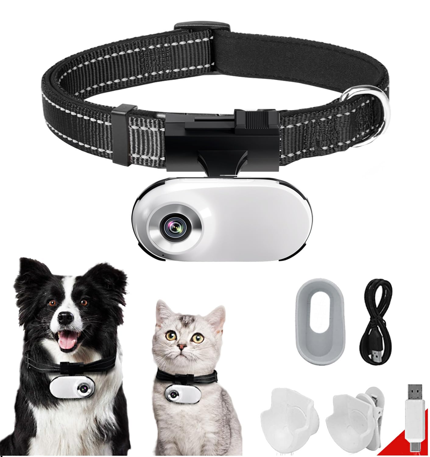 HD 1080P Wireless Mini Cat Camera Collar with Video Recording - Small Action Body Camera for Pets, Outdoor/Indoor Sports - Perfect Pet Supplies & Birthday Gift (No WiFi Needed) - Monitor Your Furry Friend at Home or Adventures