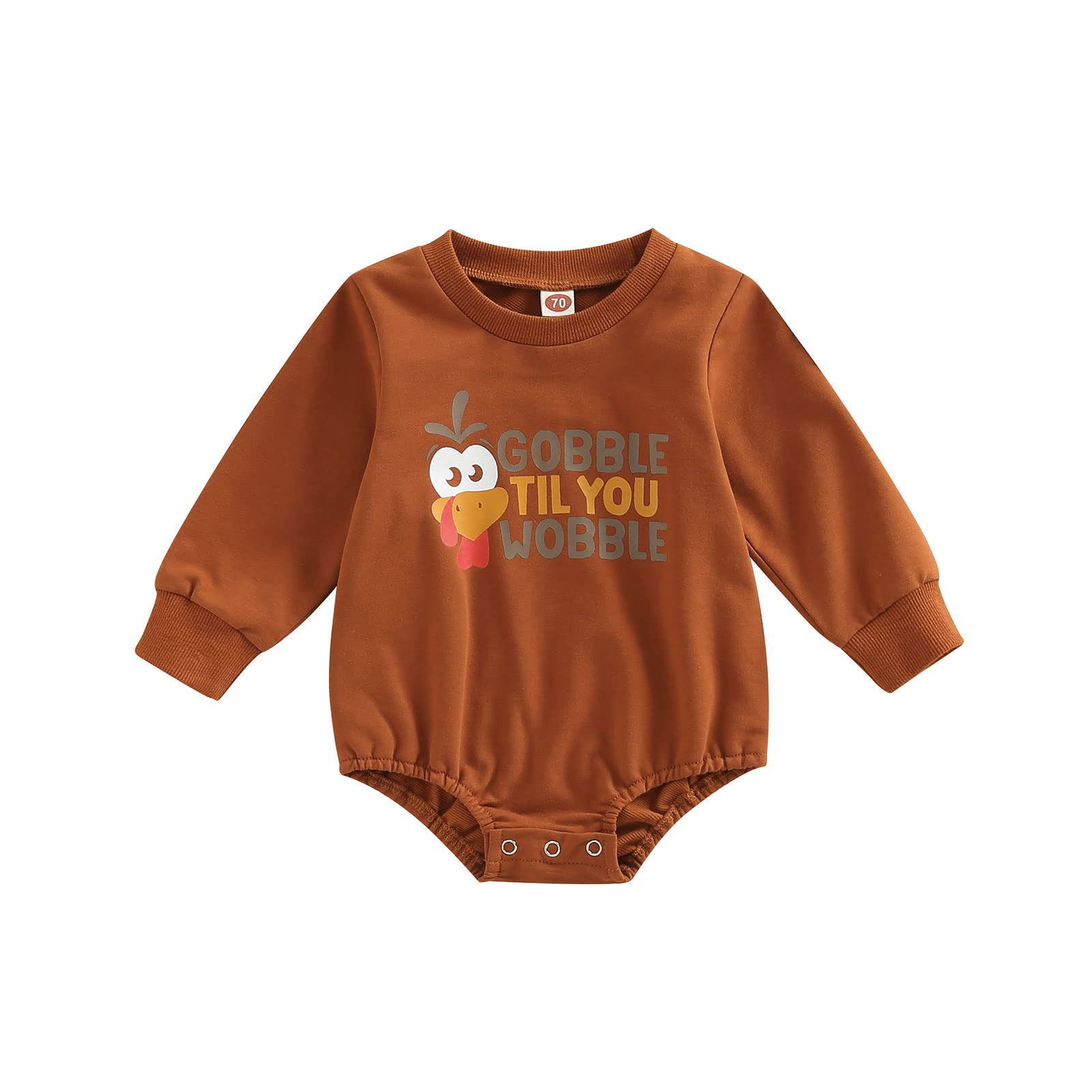 ZyHwShine Thanksgiving Baby Outfit - Turkey Romper with Gobble Letter Print for Newborn Infant Boys & Girls | Fall Winter Holiday Clothes for Family Gatherings & Photo Shoots