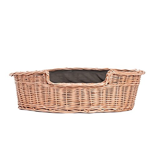 Electric Wicker Dog Basket - Willow Pet Bed for Small to Medium Dogs, Honey Yellow, 60 x 43 x 19 cm - Cozy Indoor/Outdoor Pet Bed for Home, Patio, or Travel
